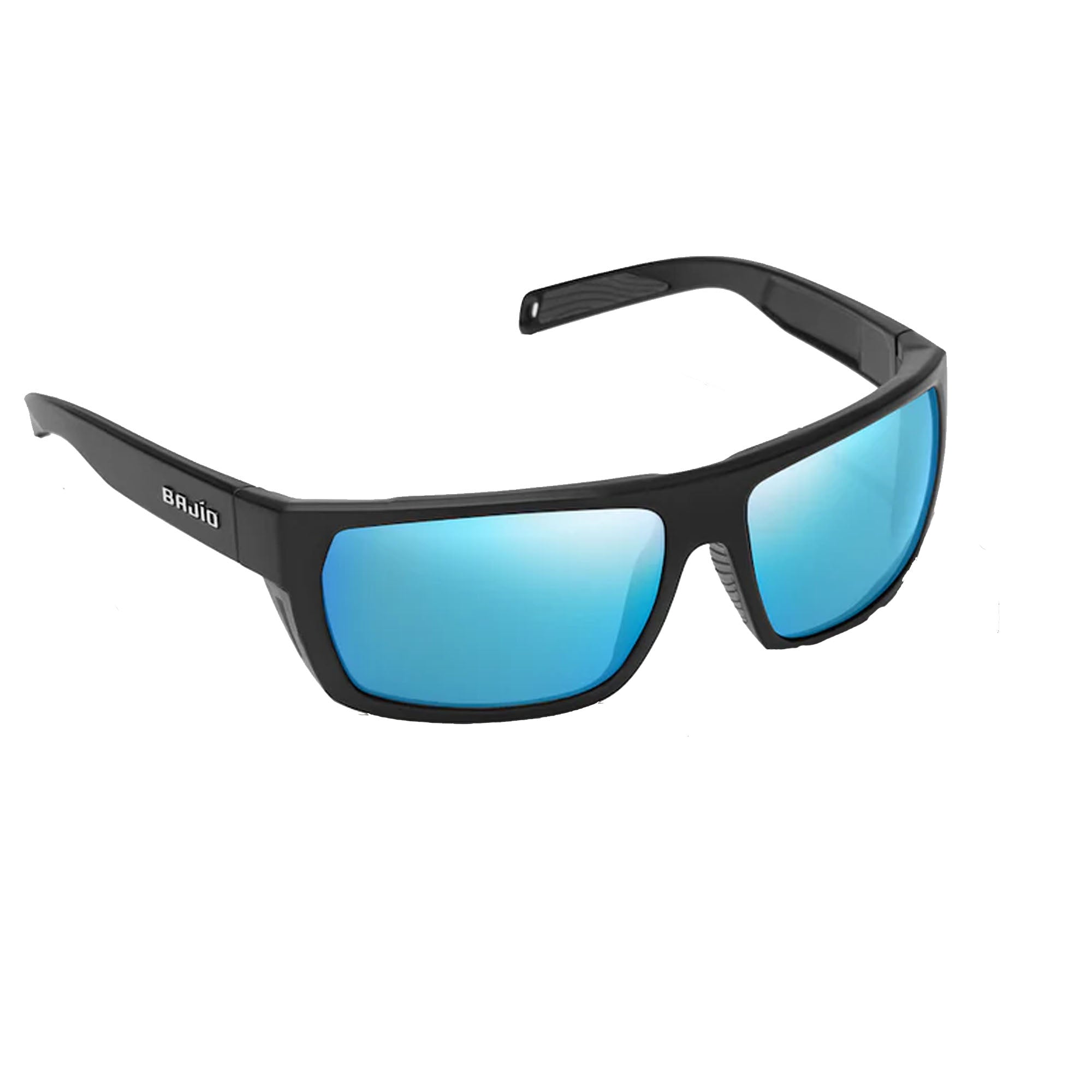 Bajio Palometa Medium Men's Polarized Sunglasses - Black Matte Frame & Blue Mirror Lens for Outdoor Sports, Driving, and Beach Activities