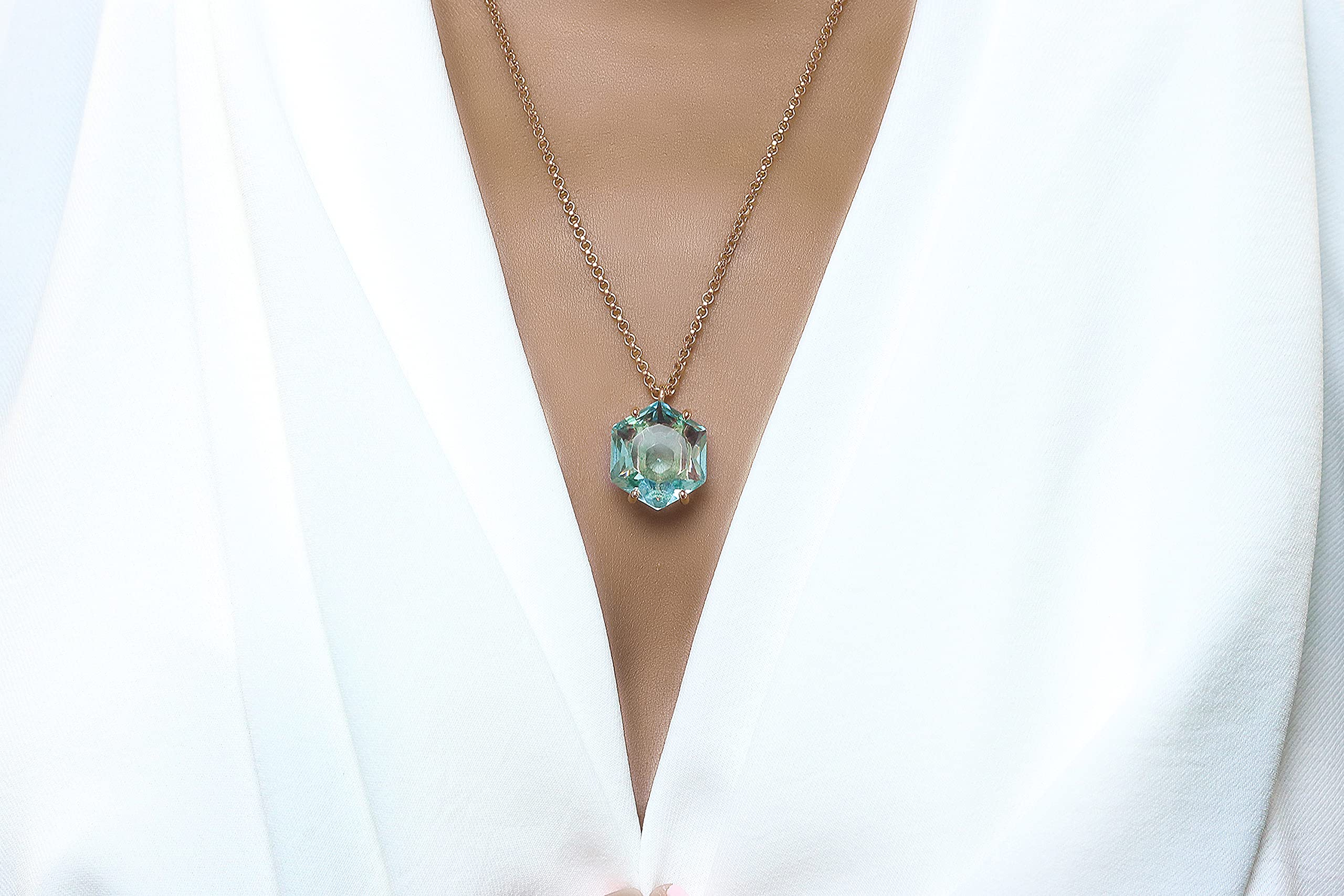 14K Rose Gold Blue Topaz Necklace for Women - Elegant Anemone Jewelry Gift for Birthday, Wedding, Anniversary & Graduation - Customizable Personalized Pendant - Perfect for Date Nights, Office Wear & Special Occasions