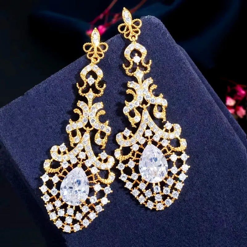 Charity Cubic Zirconia Bridal Earrings - Sterling Silver & Gold Plated Wedding Jewelry for Brides, Bridesmaids & Formal Occasions