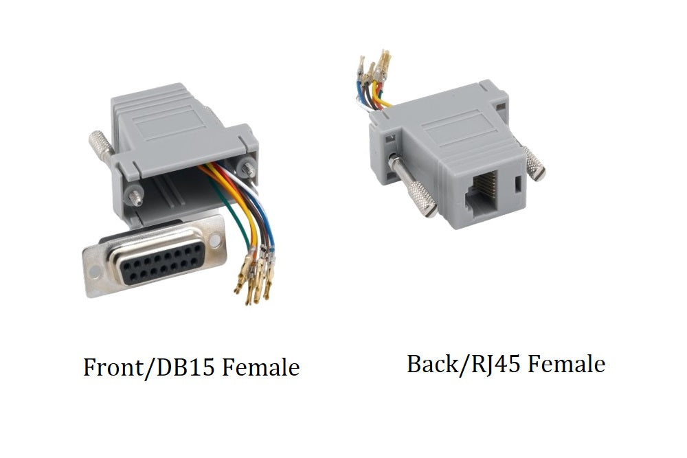 10-Pack DB15 Female to RJ45 (8P8C) Female Modular Adapter - Gray | Computer Network & Telecom Equipment Connector for Server Rooms, Data Centers & Office Wiring
