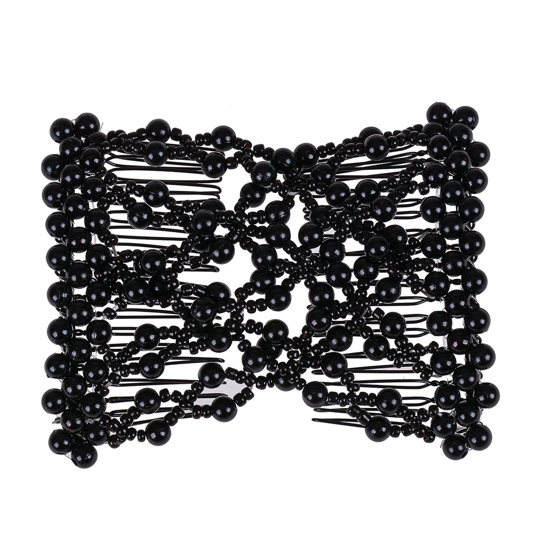 Ruihfas Delicate Pearl Hair Clips for Women & Girls - Stretch Beaded Double Hair Comb Jewelry Accessories (Black) - Perfect for Weddings, Parties & Everyday Elegant Hairstyles