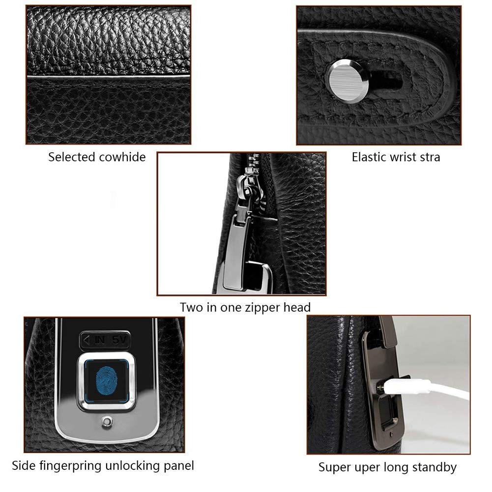 Men's Smart Fingerprint Zipper Wallet - RFID Blocking Anti-Theft Leather Wallet for Boyfriend, Husband & Father - Perfect for Travel, Work & Everyday Use