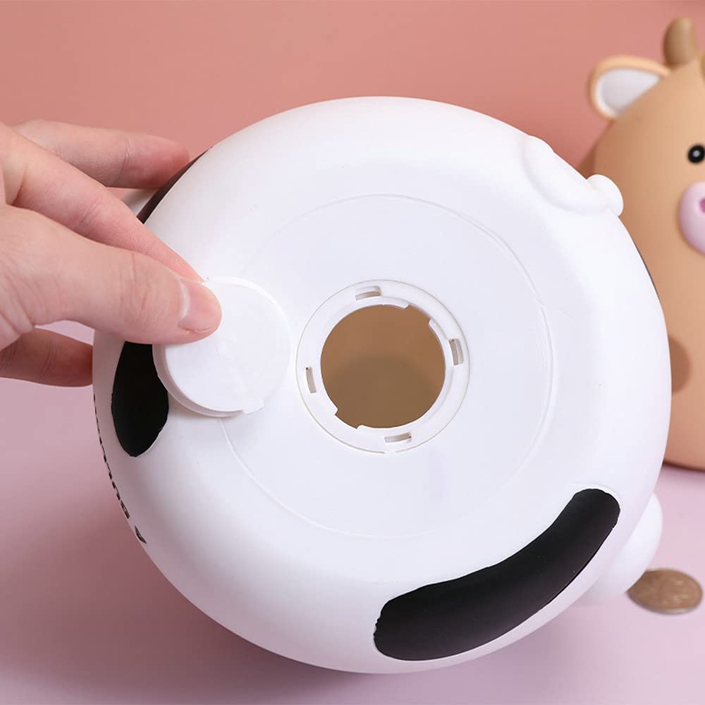 Cute Cartoon Cow Shaped Piggy Bank - Large Money Saving Box for Kids, Birthday Gifts, Home Decor & Coin Storage (White, 15x13x17cm) - Perfect for Children's Savings, Piggy Bank Collections & Nursery Room Decorations