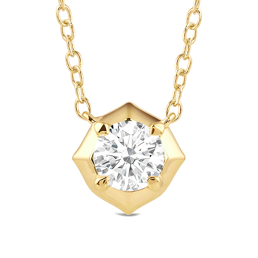 Lab Grown Hexagonal Diamond Solitaire Pendant Necklace - 14K Gold/Platinum - Perfect for Weddings, Anniversaries & Special Occasions