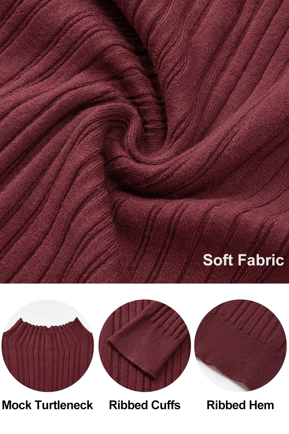 OUGES Women's 2024 Spring Summer Slim Fit Turtleneck Sweater Tops - Basic Business Casual T-Shirts for Office, Work & Everyday Wear