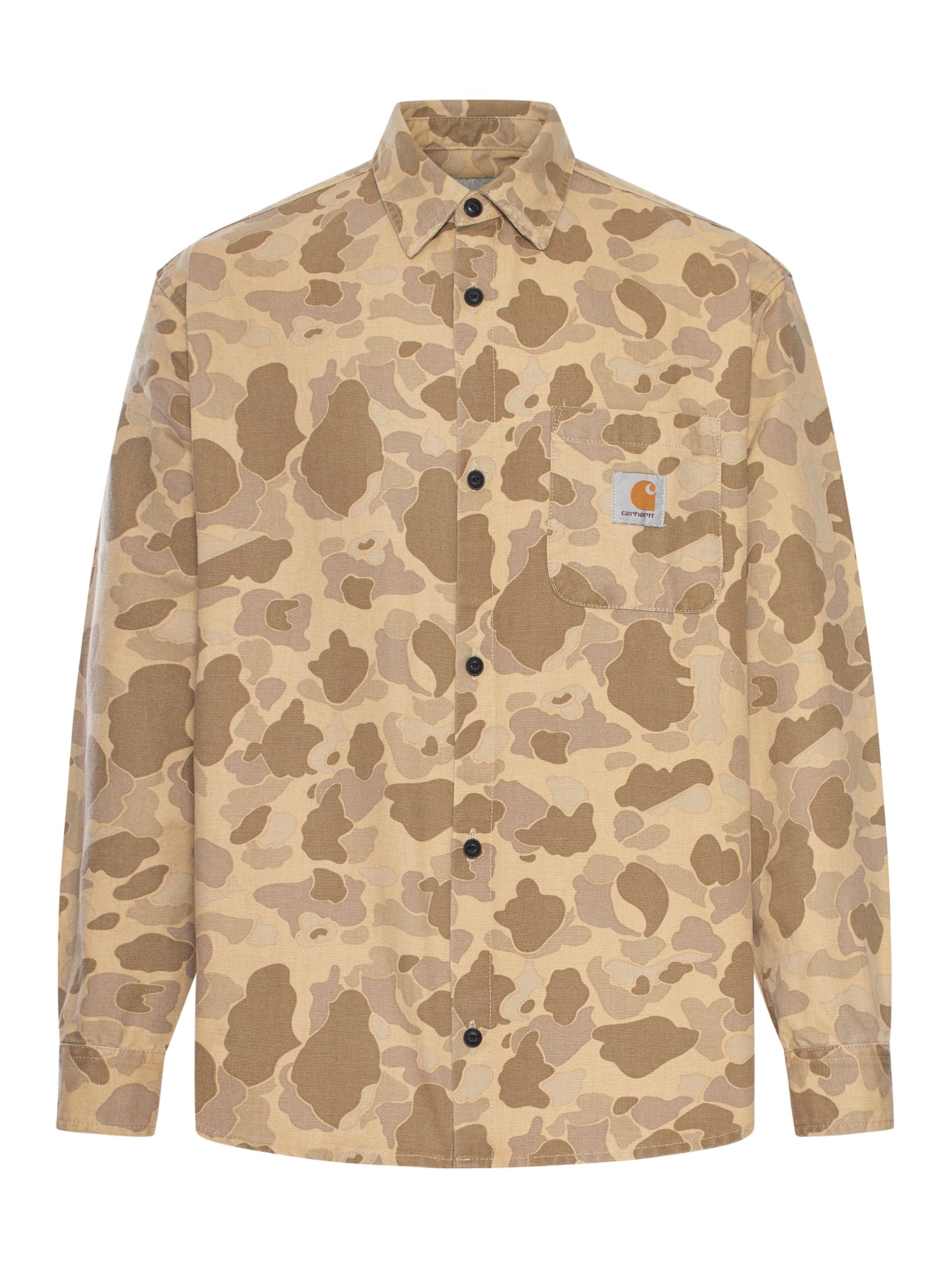 Carhartt WIP L/S Duck Shirt in Brown Camo Duck Desert - Men's Workwear Shirt for Outdoor, Hunting & Casual Wear | Style I0337692R40603