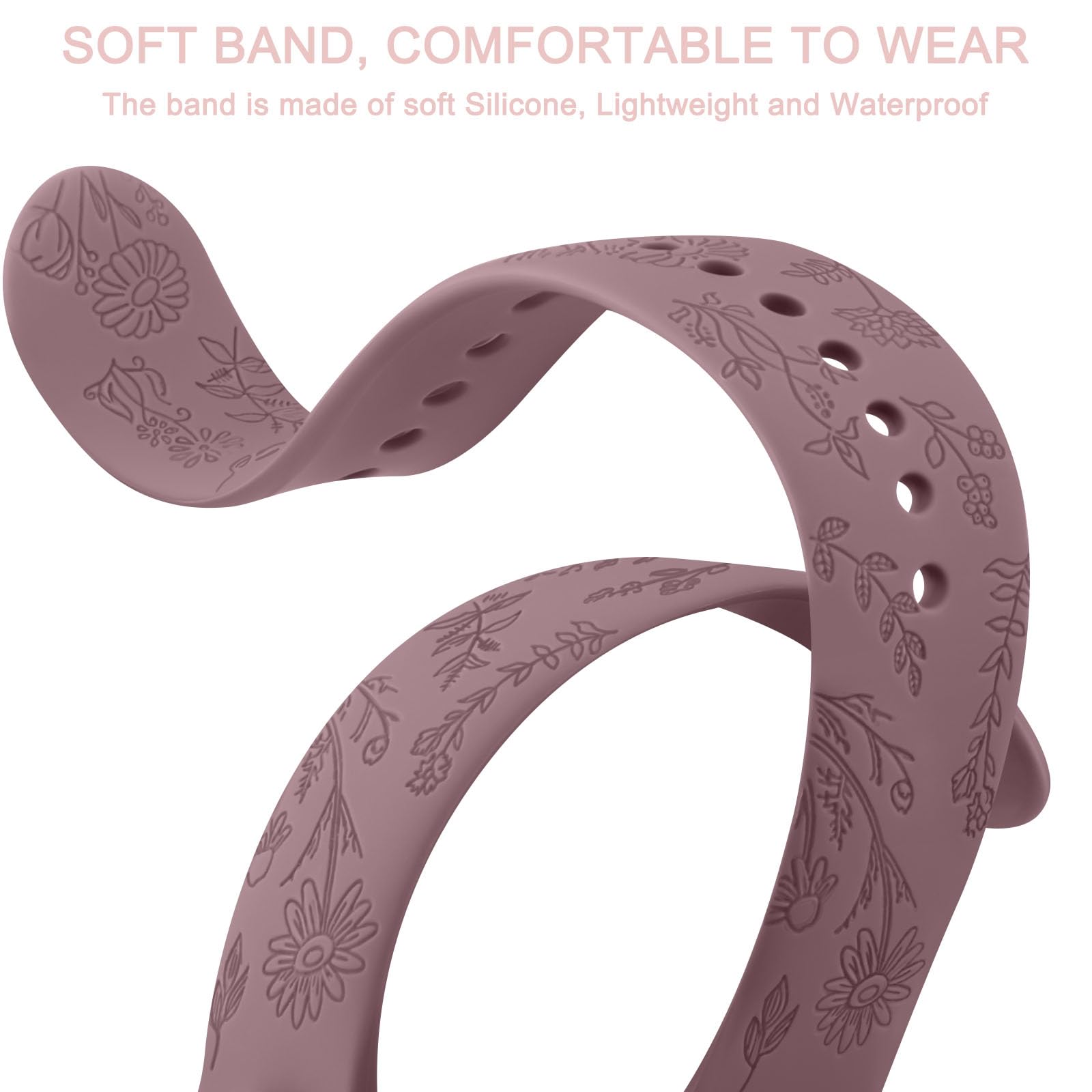 Elegant Floral Engraved Silicone Replacement Bands for Garmin Vivoactive 5/Vivoactive 3 Smartwatch - Soft, Durable & Comfortable Watch Strap for Women - Perfect for Workouts, Running, Yoga & Daily Wear