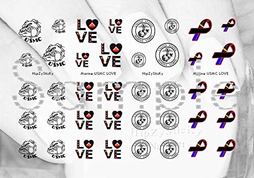Military & Marine Love Ribbon WaterSlide Nail Decals - Salon Quality DIY Nail Art Stickers & Transfers for Professional Manicures & Home Nail Care