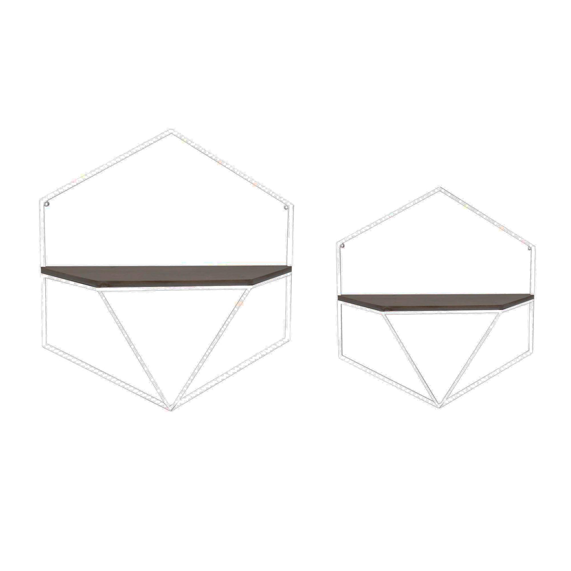 Sagebrook Home 2-Pack Metal and Wood Wall Shelves - White and Brown - Floating Shelves for Living Room, Bedroom, Kitchen, Bathroom Storage and Decor
