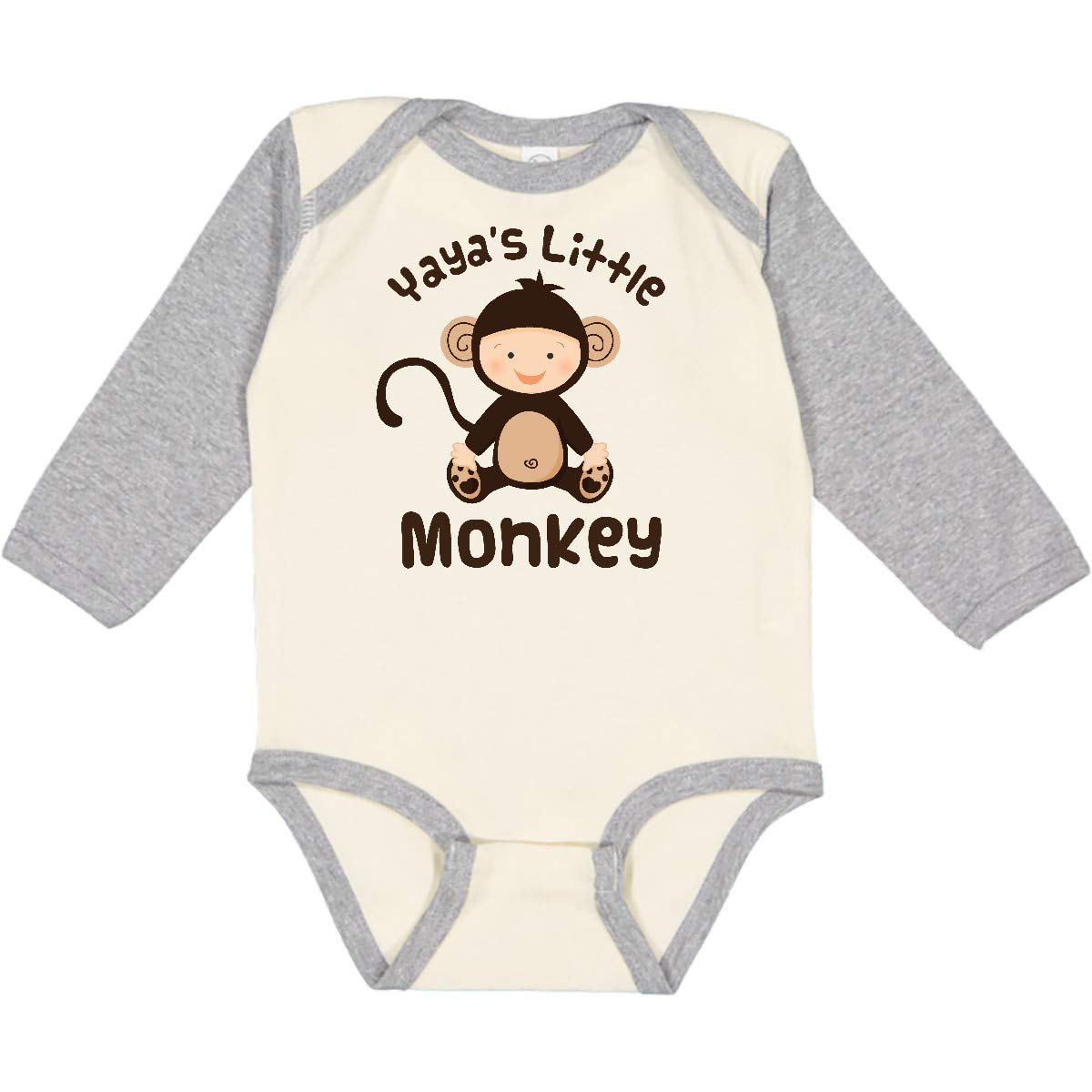 Inktastic Yaya Little Monkey Grandchild Long Sleeve Baby Bodysuit - Cute Animal Print Onesie for Newborns & Infants - Perfect for Family Photos, Playtime & Everyday Wear