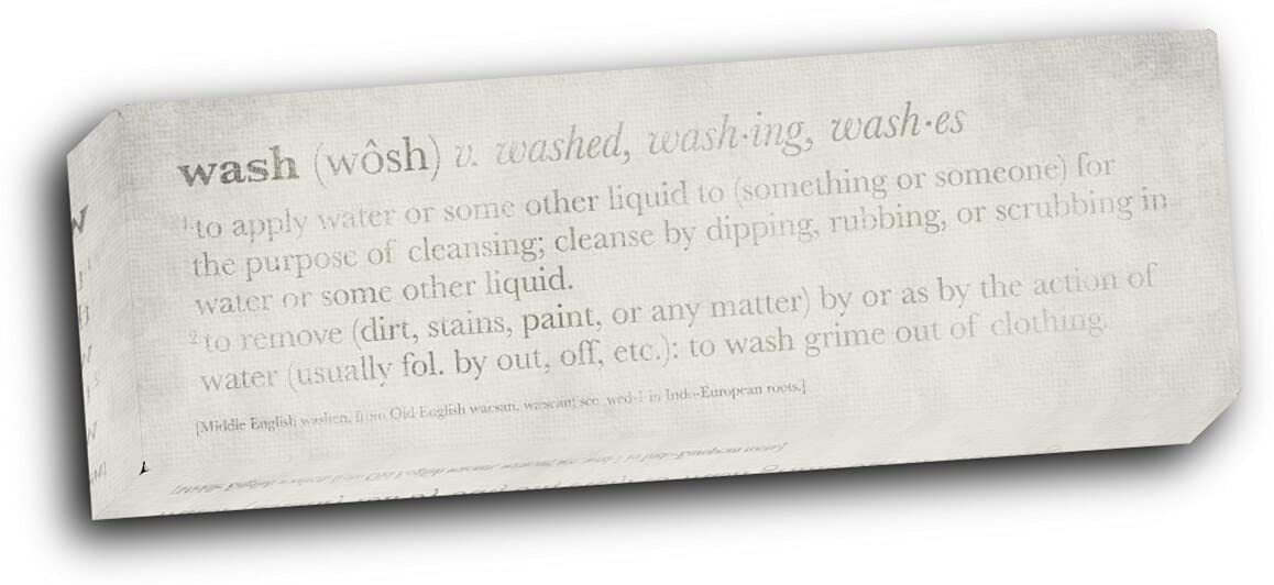 Wallsthatspeak Definitions - Wash I 24x8 Gallery Wrapped Stretched Canvas Wall Art - Perfect for Living Room, Bedroom, Office & Home Decor