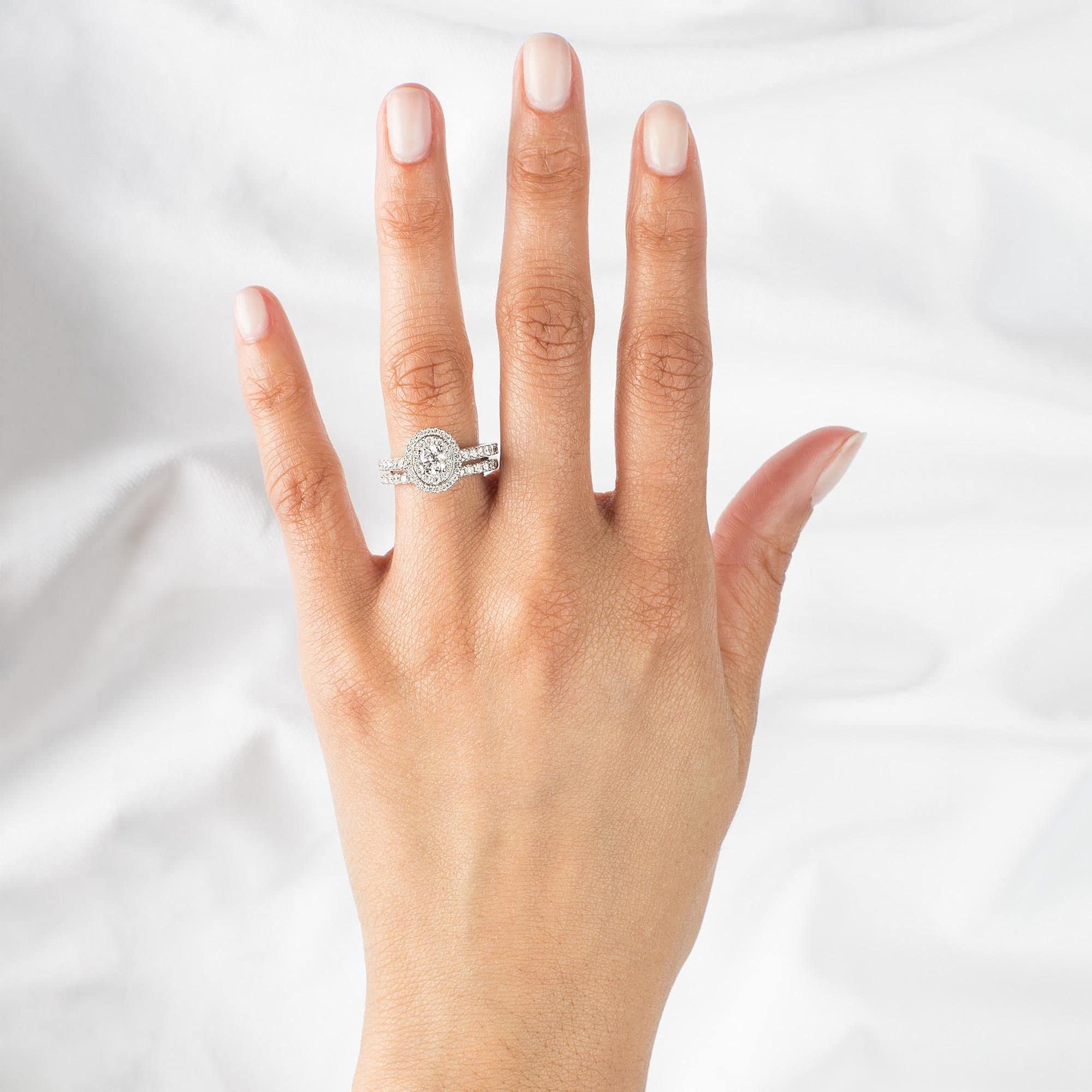 10K 14K 18K Gold & 925 Sterling Silver 1.5 Carat Moissanite Wedding Band Set - 2 Piece Bridal Ring Set for Women, Fine Jewelry Gift for Anniversary, Engagement, Valentine's Day - Perfect for Proposals, Weddings & Special Occasions