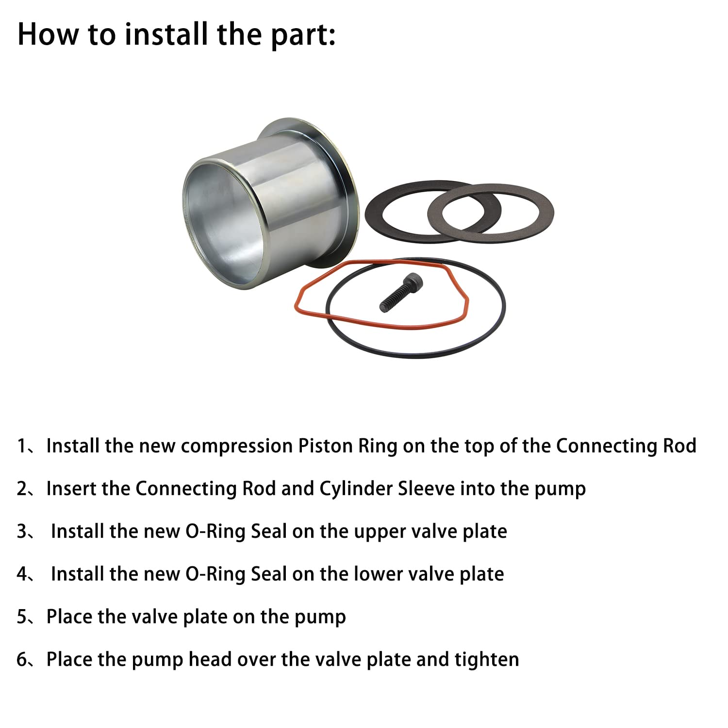 K-0650 Air Compressor Cylinder Sleeve & Piston Ring Kit - Compatible with Craftsman, Porter Cable, DeVilbiss Air Compressors | Replacement Parts for DIY Repair & Maintenance