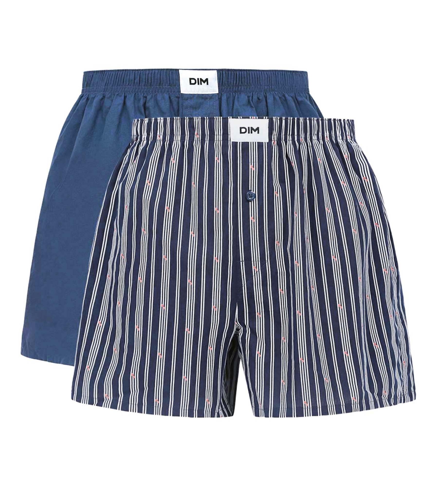 Organic Cotton Striped Men's Boxer Briefs 2-Pack - Indigo Blue - Comfortable & Breathable Underwear for Daily Wear, Workout & Sleep
