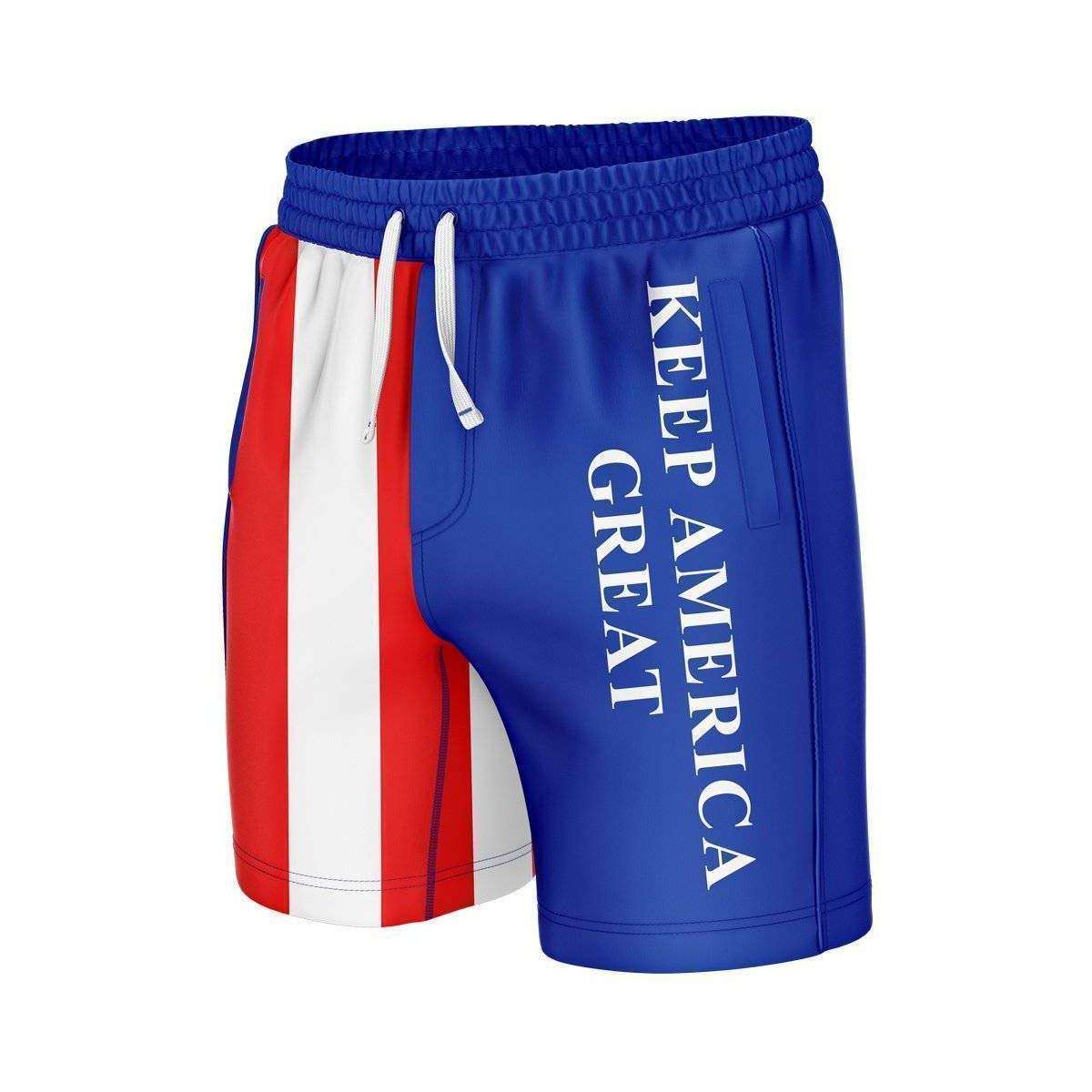 Keep America Great Patriotic USA Swim Trunks for Men - Quick Dry Swim Shorts with Pockets - Perfect for Beach, Pool, and Summer Vacations