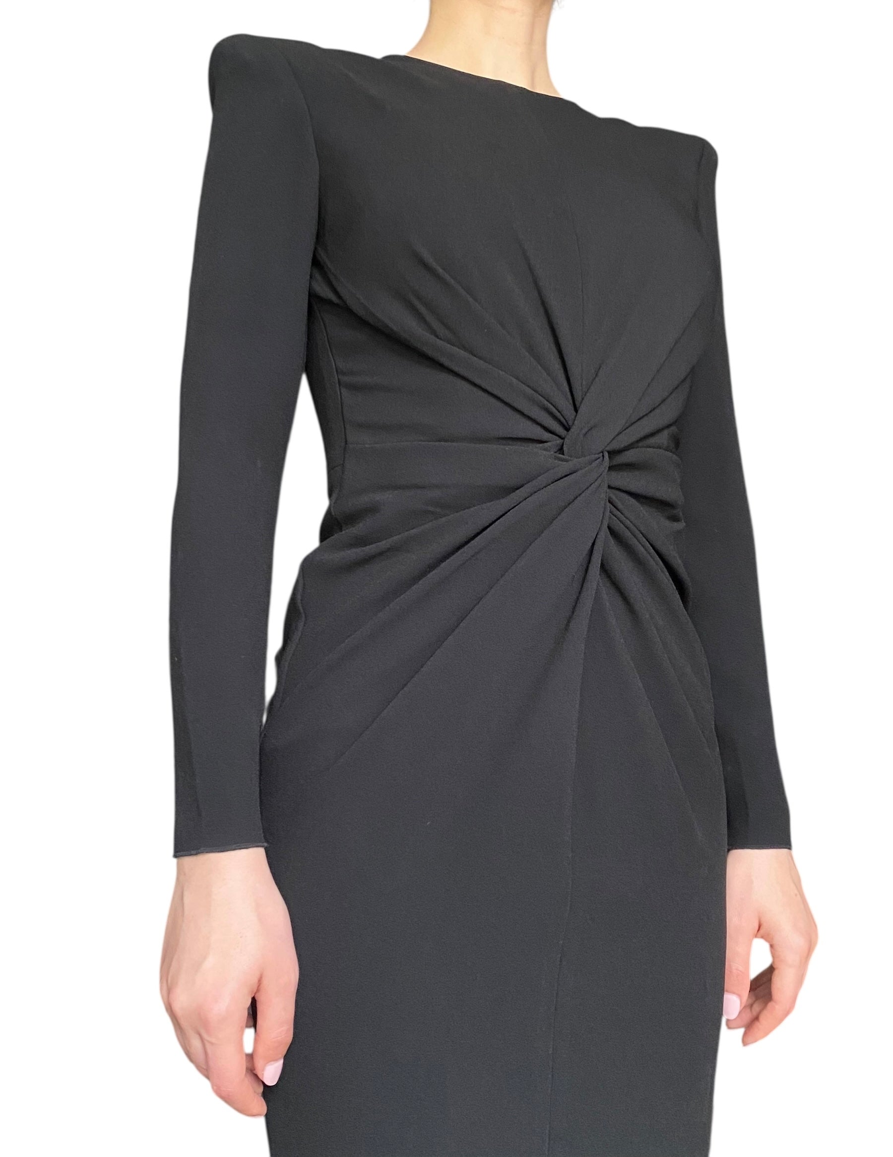 Alex Perry Black Knot Midi Dress - Size US 8 | Elegant Cocktail Party & Wedding Guest Dress for Women