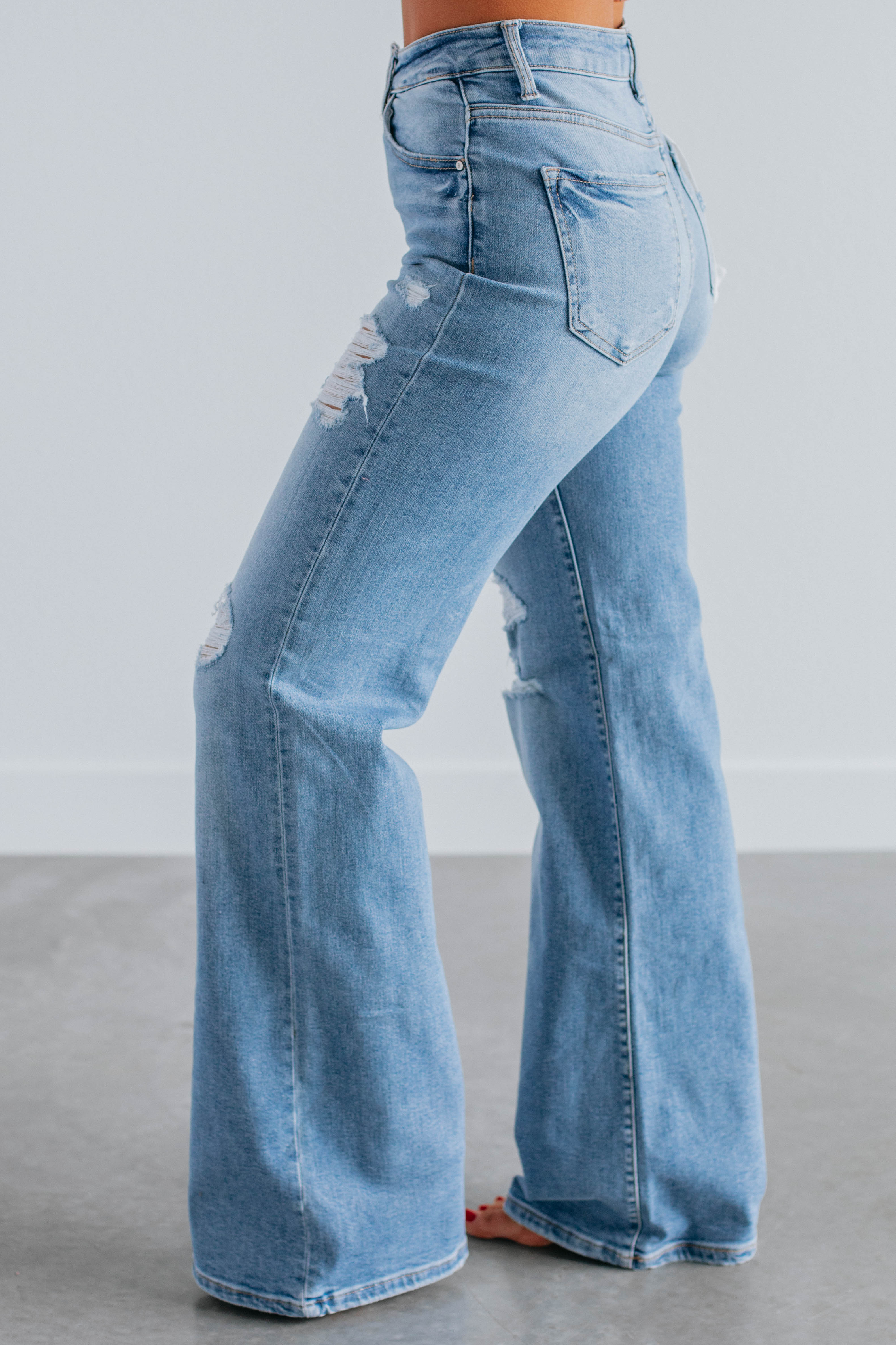 Kimora Risen Jeans for Women - Medium Wash Distressed Denim Skinny Jeans | Comfortable Stretch High Waist Pants for Casual Wear & Night Out