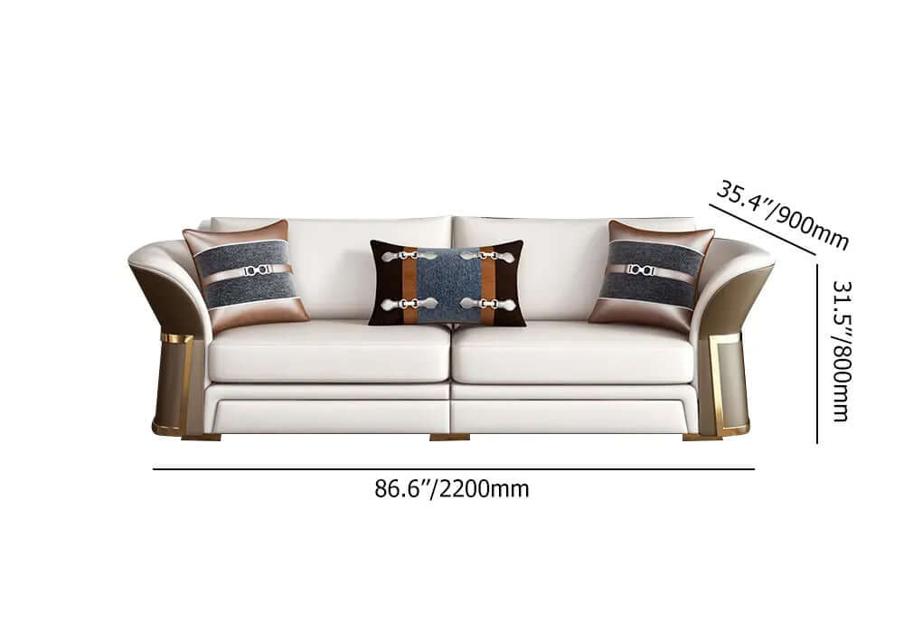 Modern Faux Leather Living Room Sofa Set - Brown & White 3-Piece Sectional Couch for Small Spaces | Perfect for Apartments, Condos & Cozy Home Decor