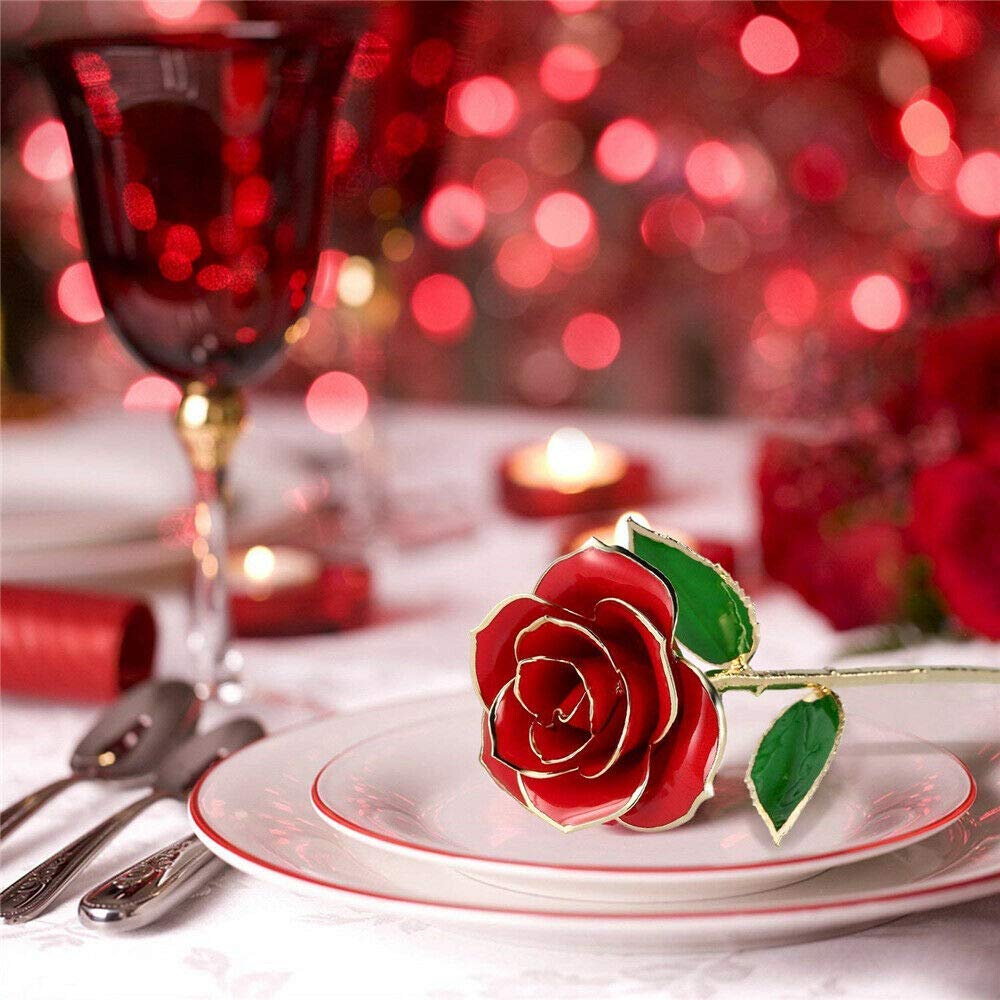 24K Gold Dipped Real Preserved Rose - Luxury Valentine's Day Gift for Her, Mother's Day Present, Wedding Anniversary Keepsake - Perfect for Romantic Surprises, Special Occasions & Home Decor
