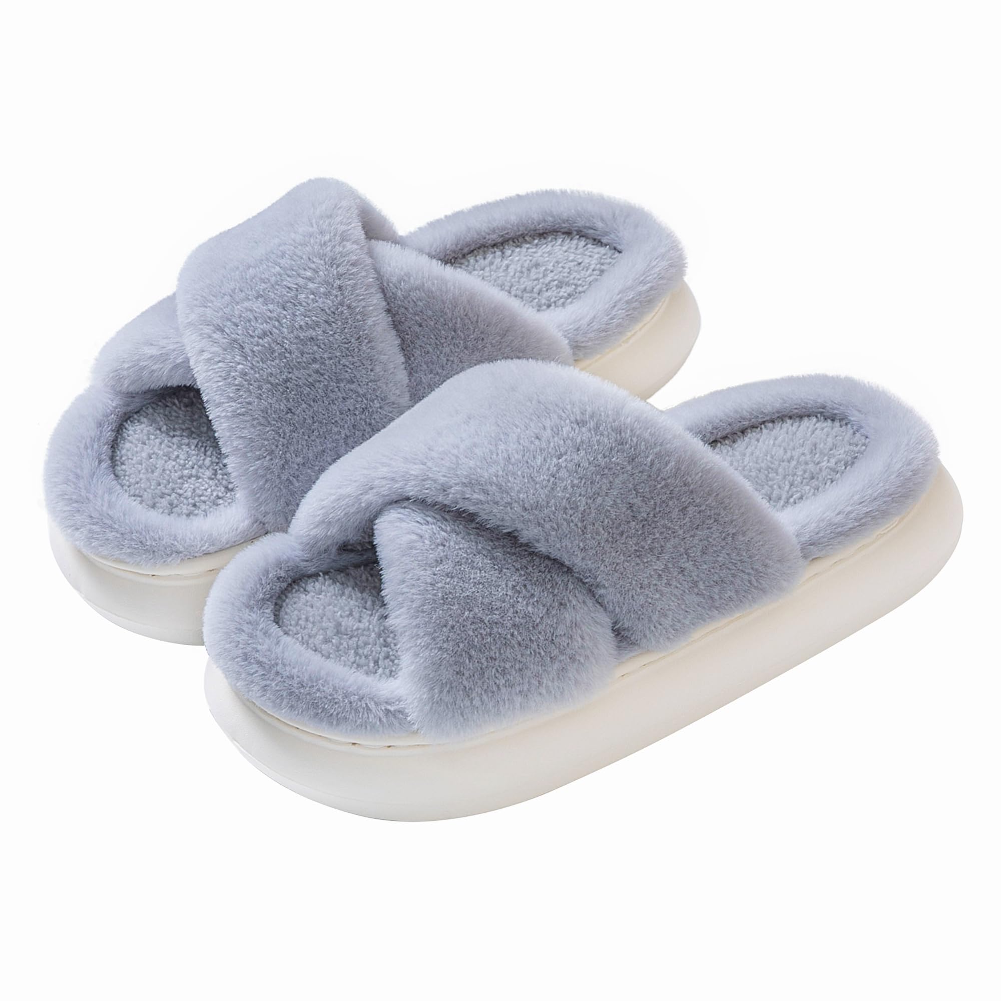 Women's Fuzzy House Slippers - Soft Indoor Platform Slippers with Fluffy Lining for Women | Cozy Home Wear, Lounge Comfort, Winter Warmth