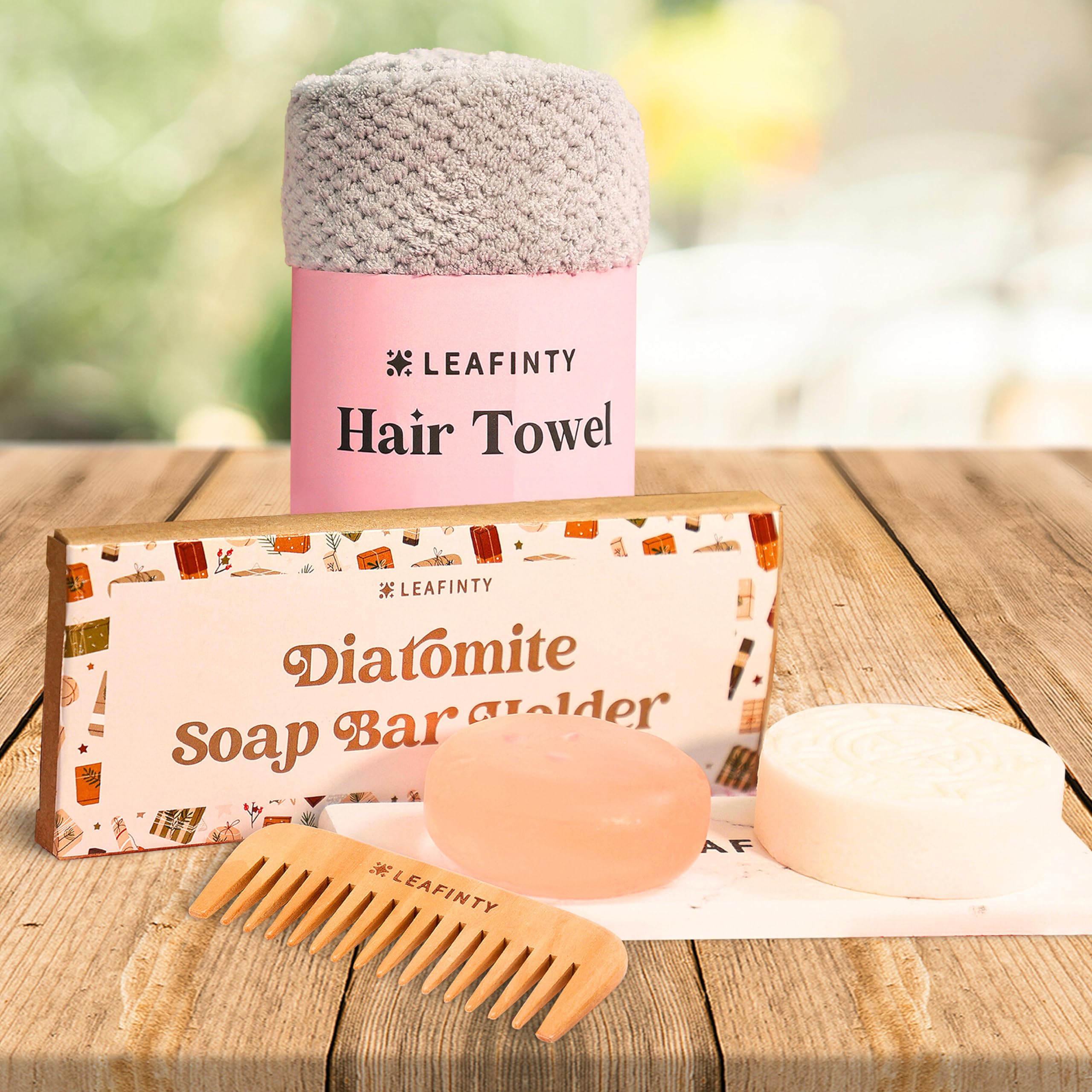 Luxury Bath Gift Set for Women - Organic Rice Shampoo Bar, Natural Body Wash Bar, Bamboo Soap Holder, Wide-Tooth Comb & Microfiber Hair Towel | Spa Relaxation Kit | Perfect Christmas Birthday Gift for Her | Ideal for Self-Care, Pampering & Stress Relief