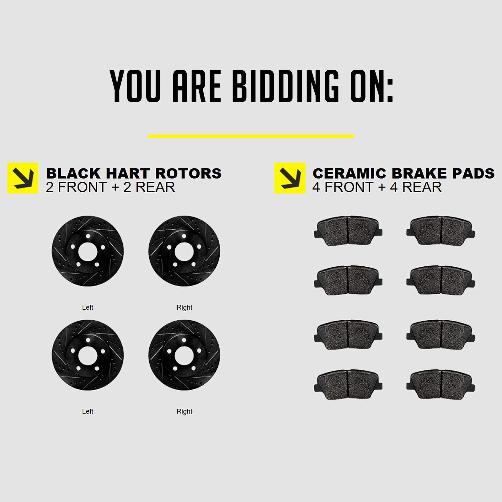 Hart Ceramic Brake Pads and Rotors Kit - Front & Rear Brake Set for 2016-2019 Hyundai Sonata & 2016-2020 Kia Optima | Premium Braking Performance for Daily Commute & Highway Driving
