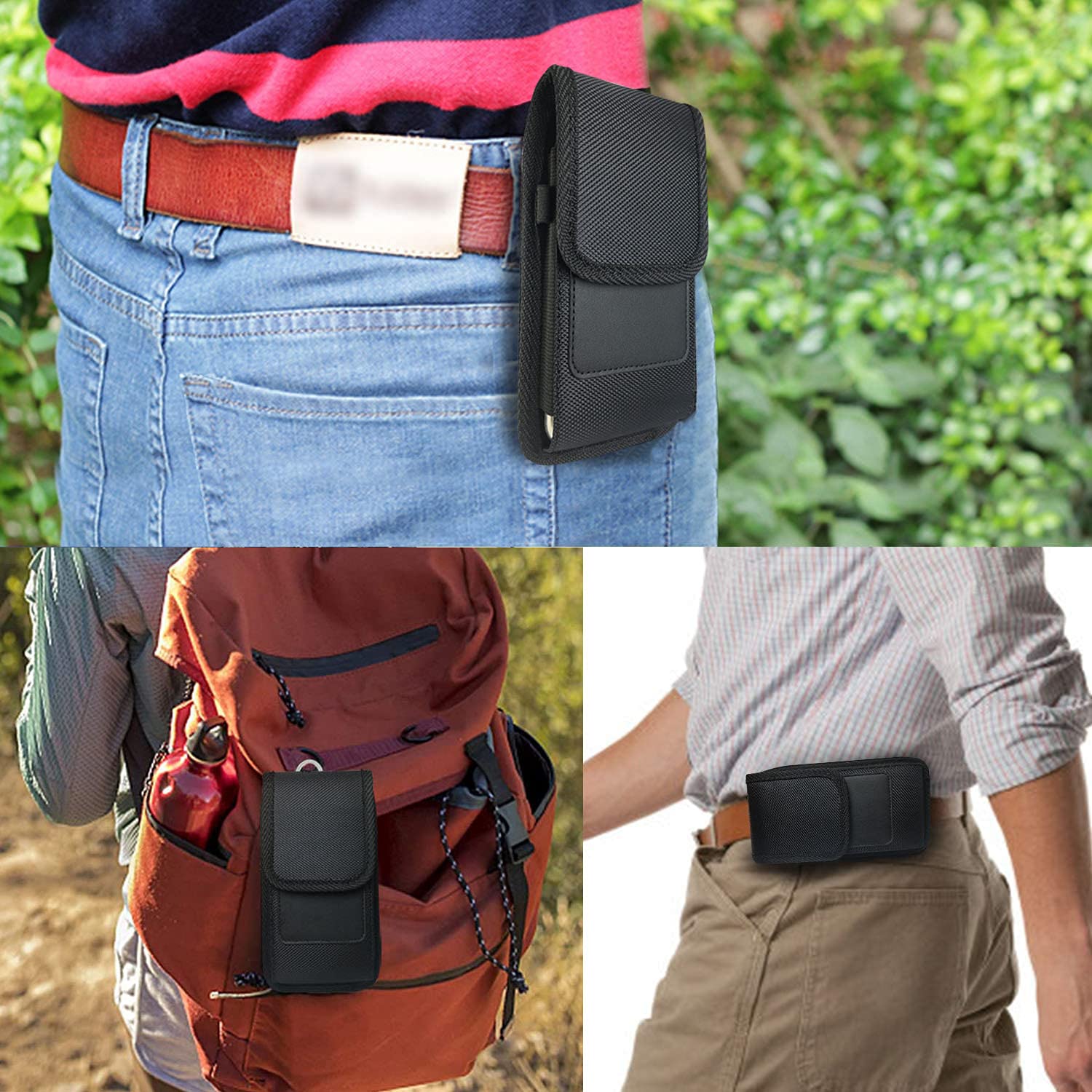 Premium Nylon Phone Holster Pouch for iPhone 16/15/14/13/12/11 Pro Max, XR, X, XS Max, 8 Plus & Samsung S24/S23/S22/Note20 Ultra - Compatible with Otterbox Cases (Excluding Defender Series) | Belt Clip Case for Work, Hiking, Travel & Outdoor Activities