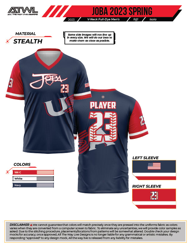 Joba Baseball Navy Full Dye Game Jersey - High Performance Baseball Uniform for Players & Fans - Perfect for Games, Practices & Team Events