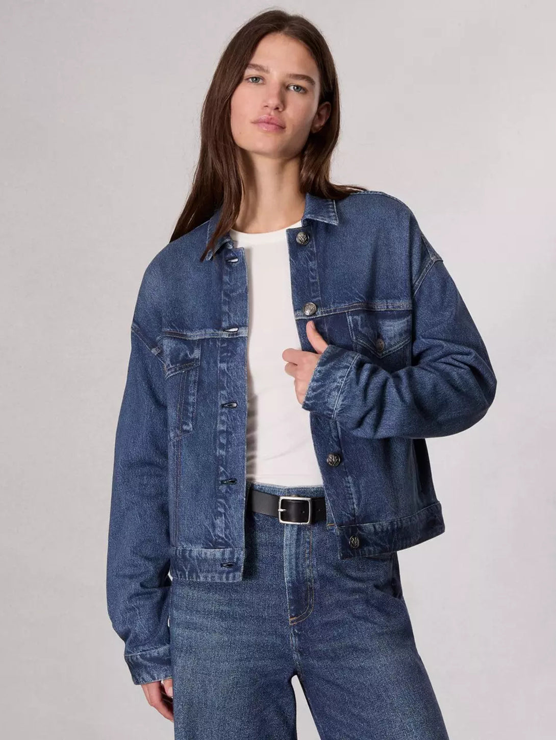 Miramar Fleece Terry Trucker Jacket for Men & Women | Soft & Warm Unisex Denim Jacket | Perfect for Outdoor Activities, Casual Wear & Fall Fashion
