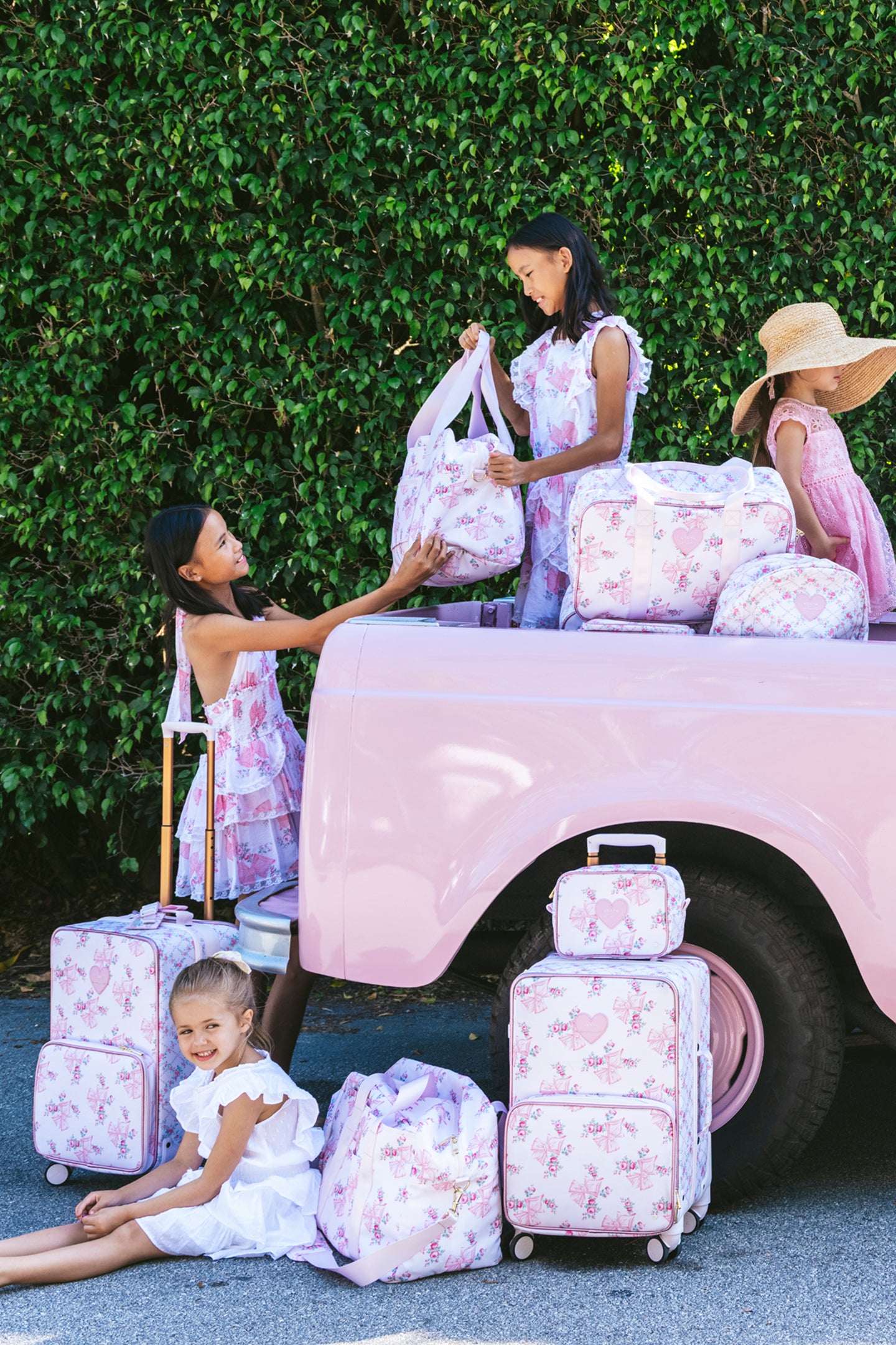 STATE x LoveShackFancy Logan Carry On Luggage - Stylish Pink Floral Hardshell Suitcase for Women, Perfect for Air Travel & Weekend Getaways