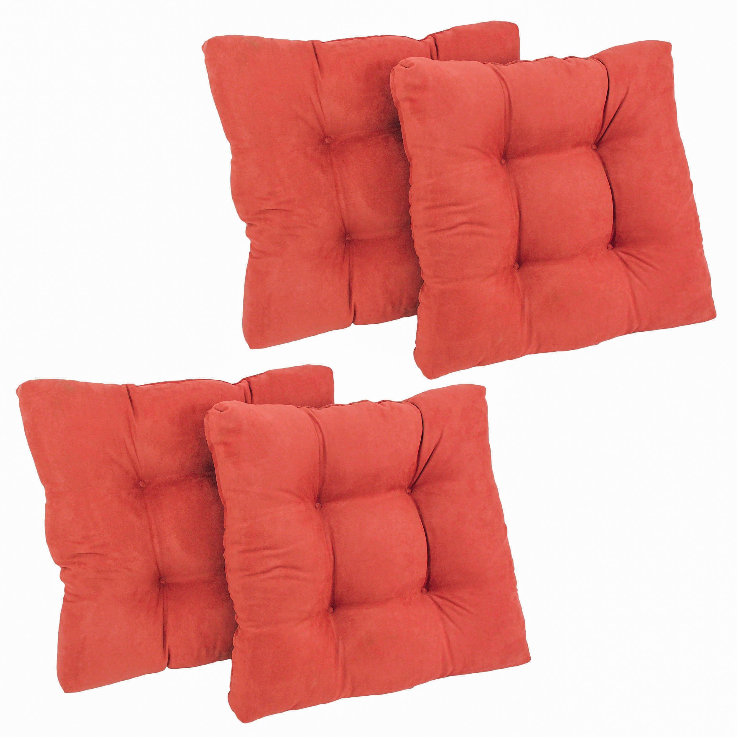 Blazing Needles 19x19 Inch Microsuede Square Chair Cushions - Set of 4, Cardinal Red - Soft Seat Cushions for Dining Chairs, Patio Furniture, and Home Decor
