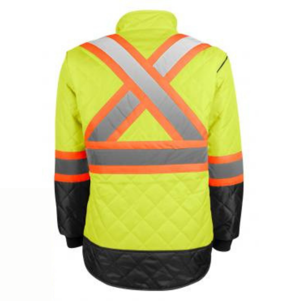 Terra Men's High Visibility Lined Freezer Work Jacket 116505 - Yellow Reflective Safety Jacket for Cold Storage & Outdoor Winter Work