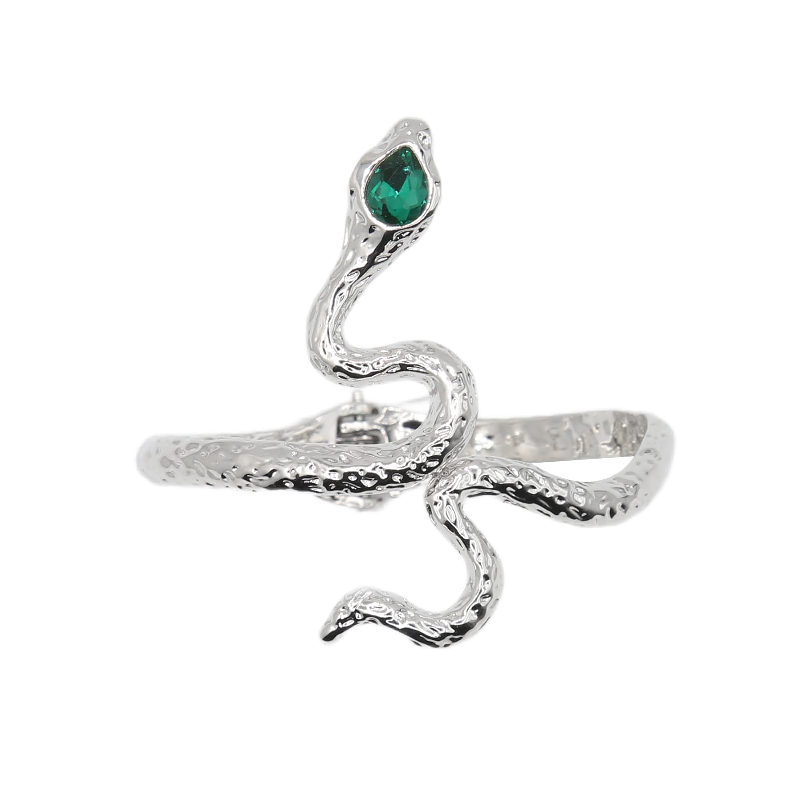 Vintage Punk Snake Cuff Bracelet - Gothic Silver Serpent Arm Cuff with Green Eyes - Boho Jewelry for Women & Girls - Perfect for Halloween, Costume Parties & Gothic Fashion