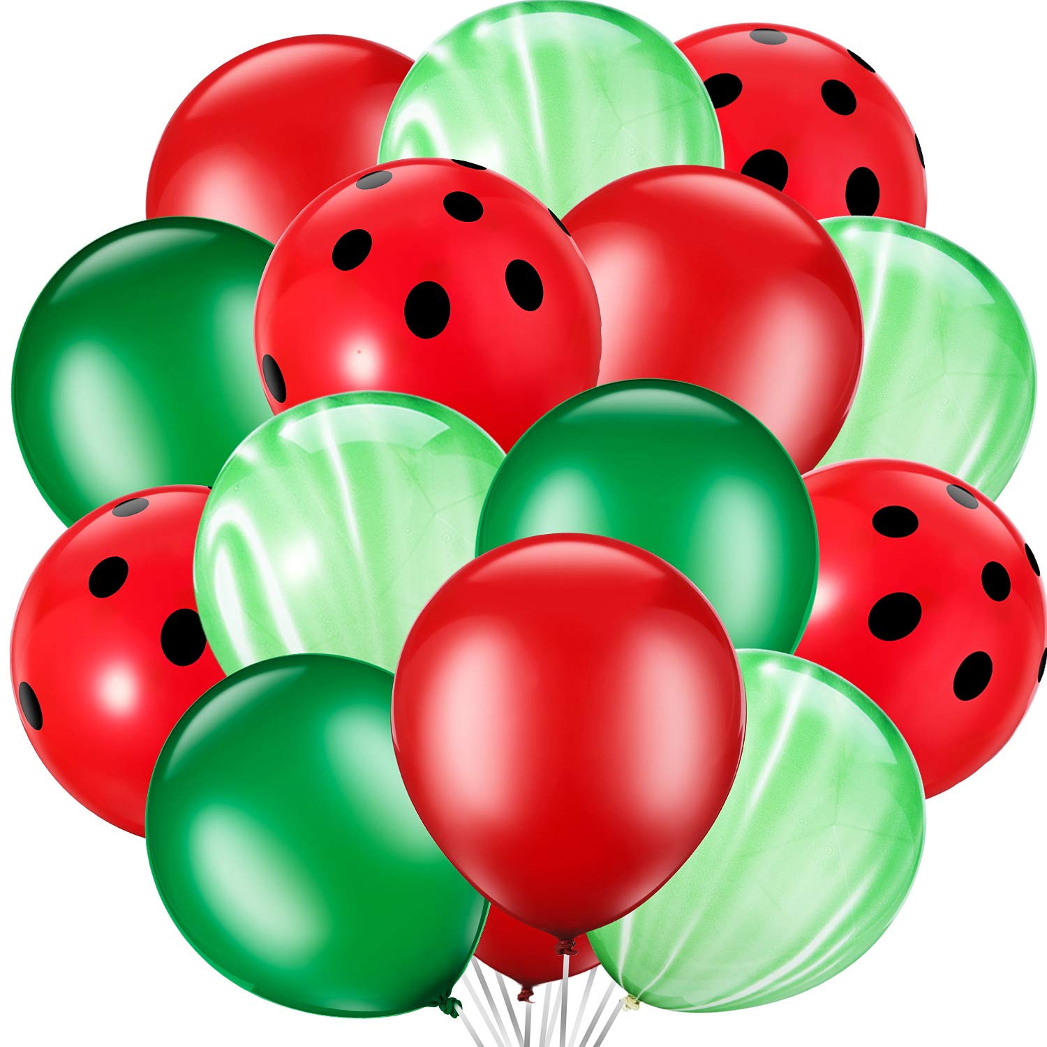 10 Inch Red and Green Latex Watermelon Balloons - Summer Party Decorations for Birthday, Baby Shower & Wedding (24 Pack) - Perfect for Pool Parties, Picnics & Outdoor Events