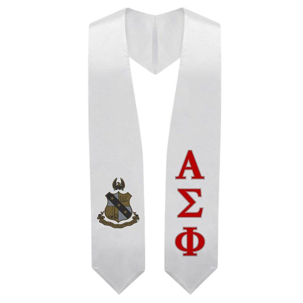 Alpha Sigma Phi Super Crest Shield Graduation Stole - Greekgear Fraternity Sash for College Graduation Ceremony & Brotherhood Events