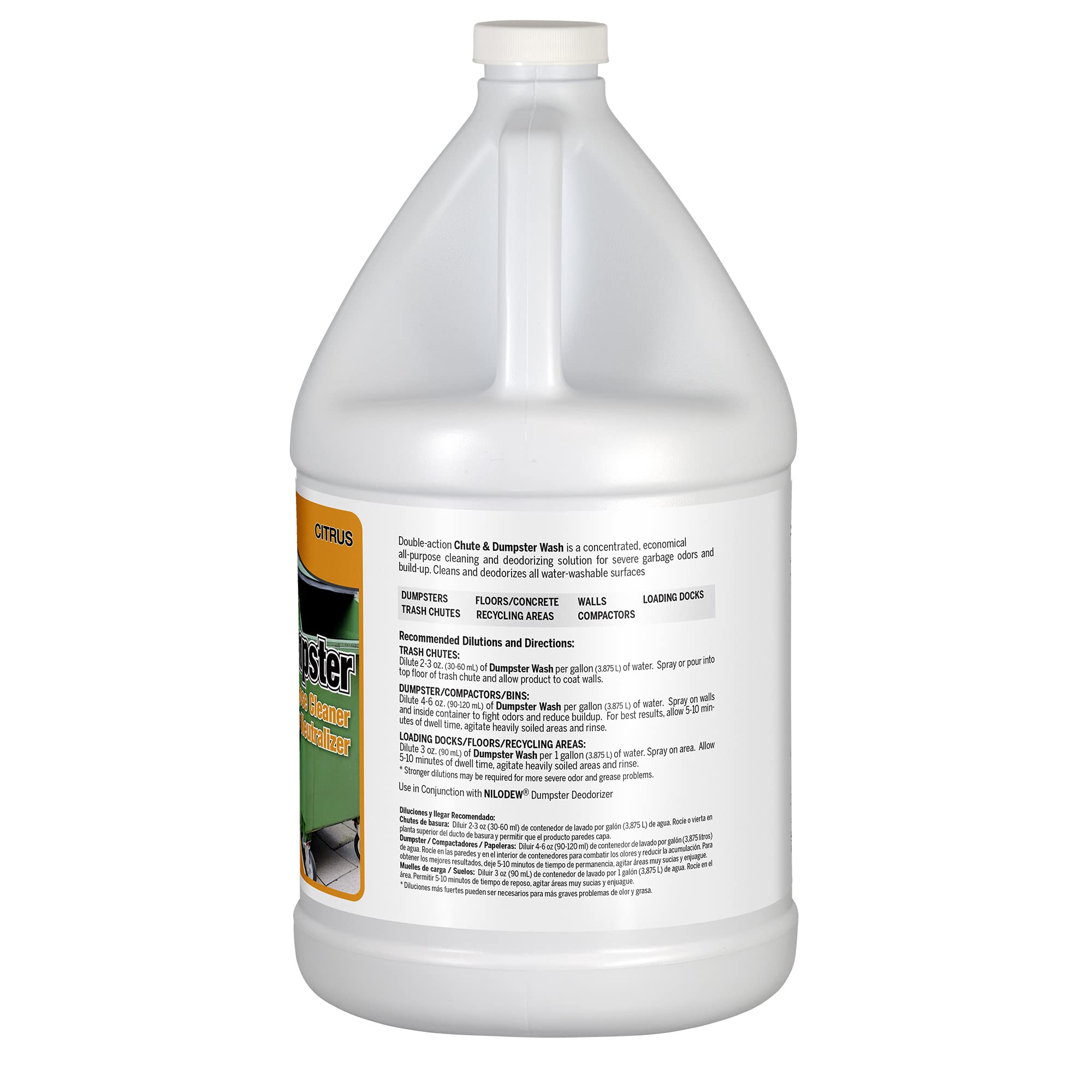 Nilodor Chute and Dumpster Wash All-Purpose Cleaner Concentrate - 1 Gallon (128 DMP) - Powerful Degreaser for Commercial Trash Bins, Waste Containers & Industrial Cleaning