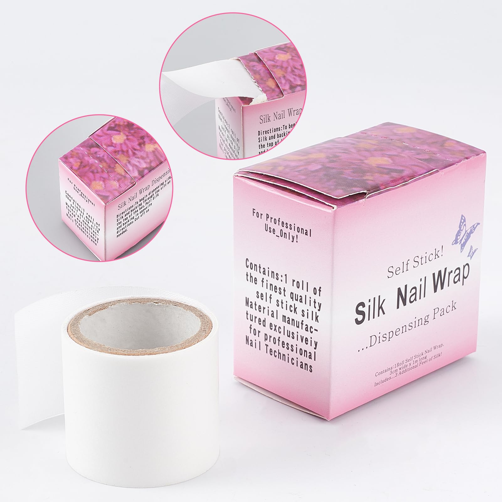 NICENEEDED 4 Rolls Self-Adhesive Silk Nail Wrap Set - Easy Trim Nail Tips Repair Bandage Tape, Fiberglass Nail Art Extension Stickers for Strong & Beautiful Nails | Perfect for DIY Manicures, Salon Use & Nail Design