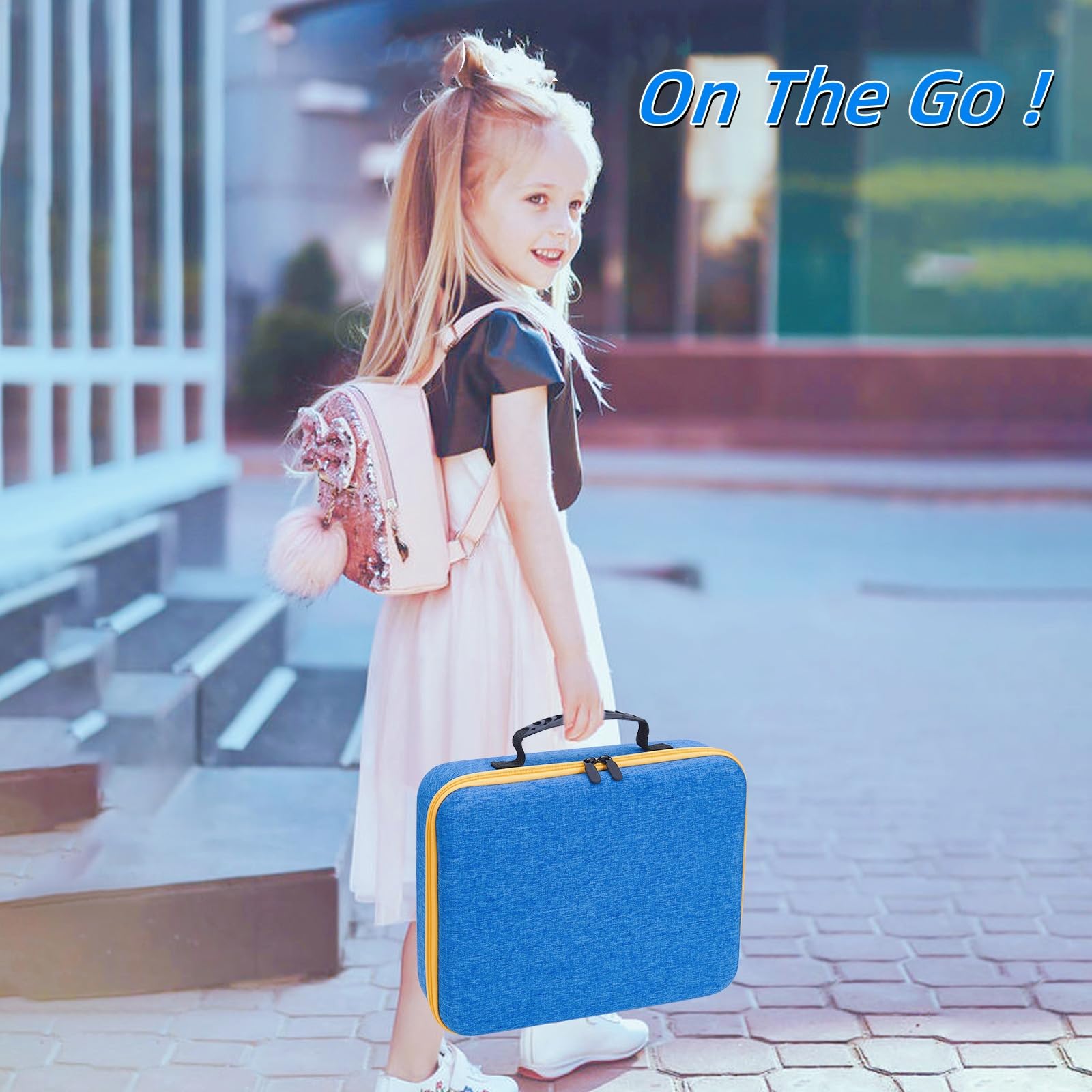 Little Tikes Story Dream Machine Travel Case - Durable Carry Box for Kids Books & Projector Toys | Perfect Gift for 3+ Year Old Girls | Blue Storage Organizer for Bedtime Stories, Travel & Playtime