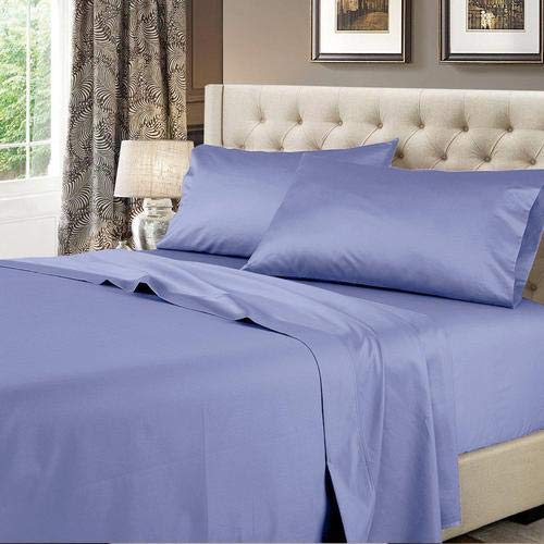 Premium 600 Thread Count Solid Sateen Queen Sheet Set - Ultra Soft Luxury Bedding for Hotel Comfort - Ideal for Master Bedrooms, Guest Rooms & Cozy Home Retreats (Periwinkle Blue)