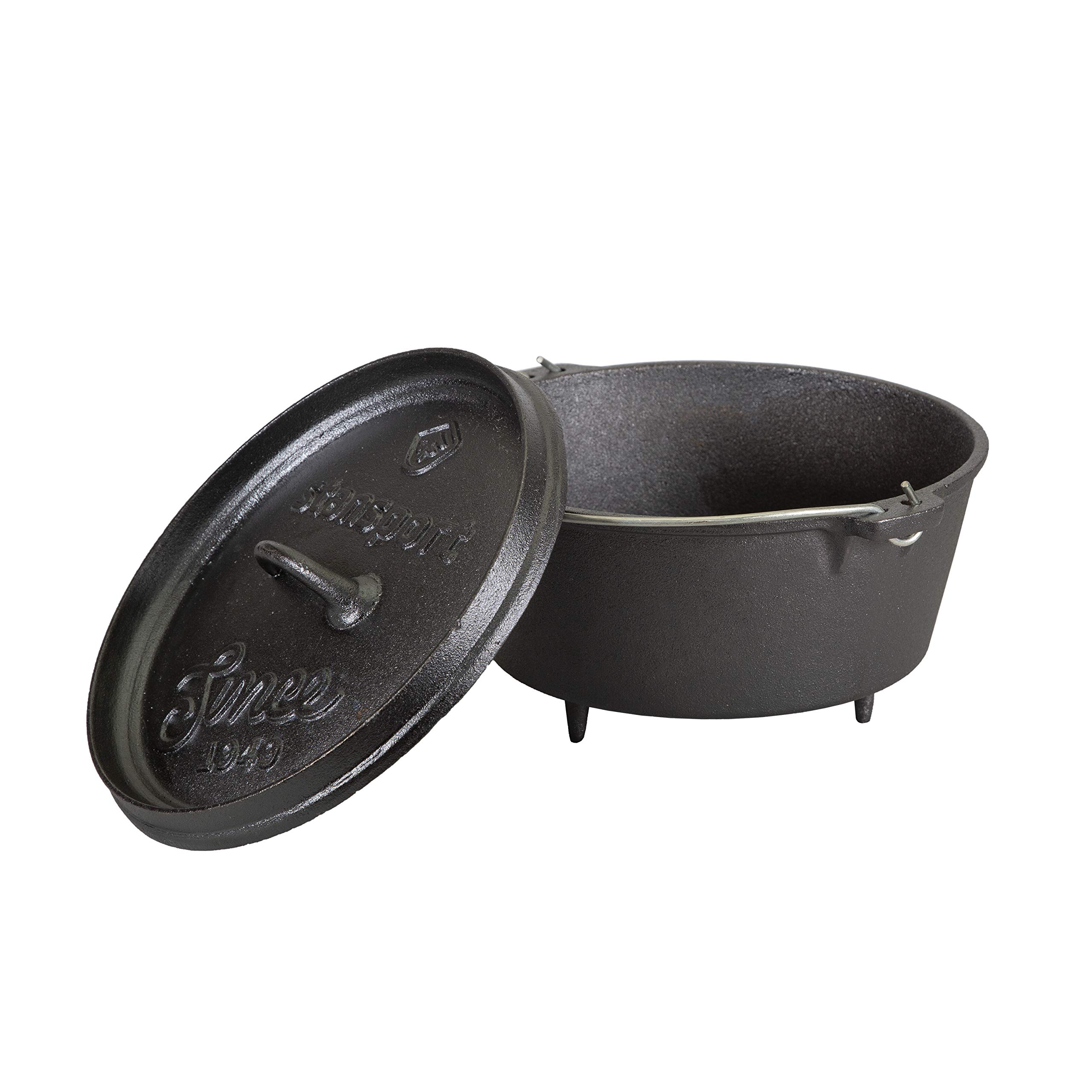 Stansport Pre-Seasoned Cast Iron Dutch Oven - 5.5 Quart Enameled Pot for Camping, Baking & Outdoor Cooking - Perfect for Stews, Bread & Dutch Oven Recipes