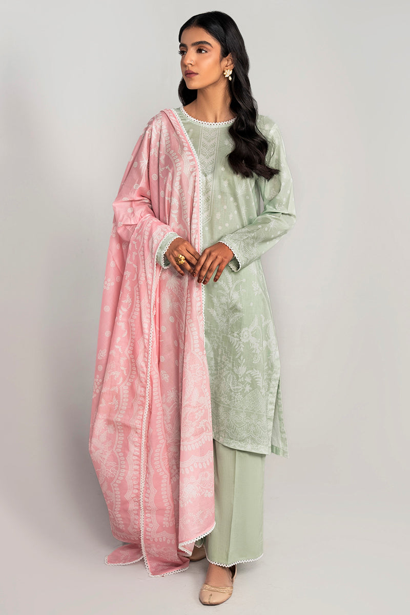 DUSTY FROST 3PC PRINTED LAWN SUIT - Women's Floral Printed Cotton Suit Set for Summer, Casual Outfits & Party Wear | Perfect for Weddings, Picnics & Outdoor Events