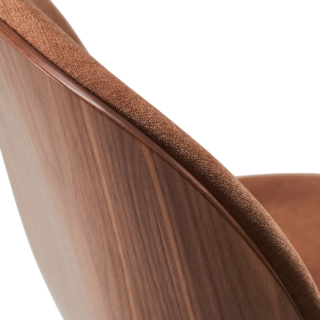 Modern Beetle Dining Chair with Upholstered Front & 3D Veneer Shell - Conical Base for Kitchen, Dining Room, or Office - Comfortable Seating Solution for Home & Commercial Spaces