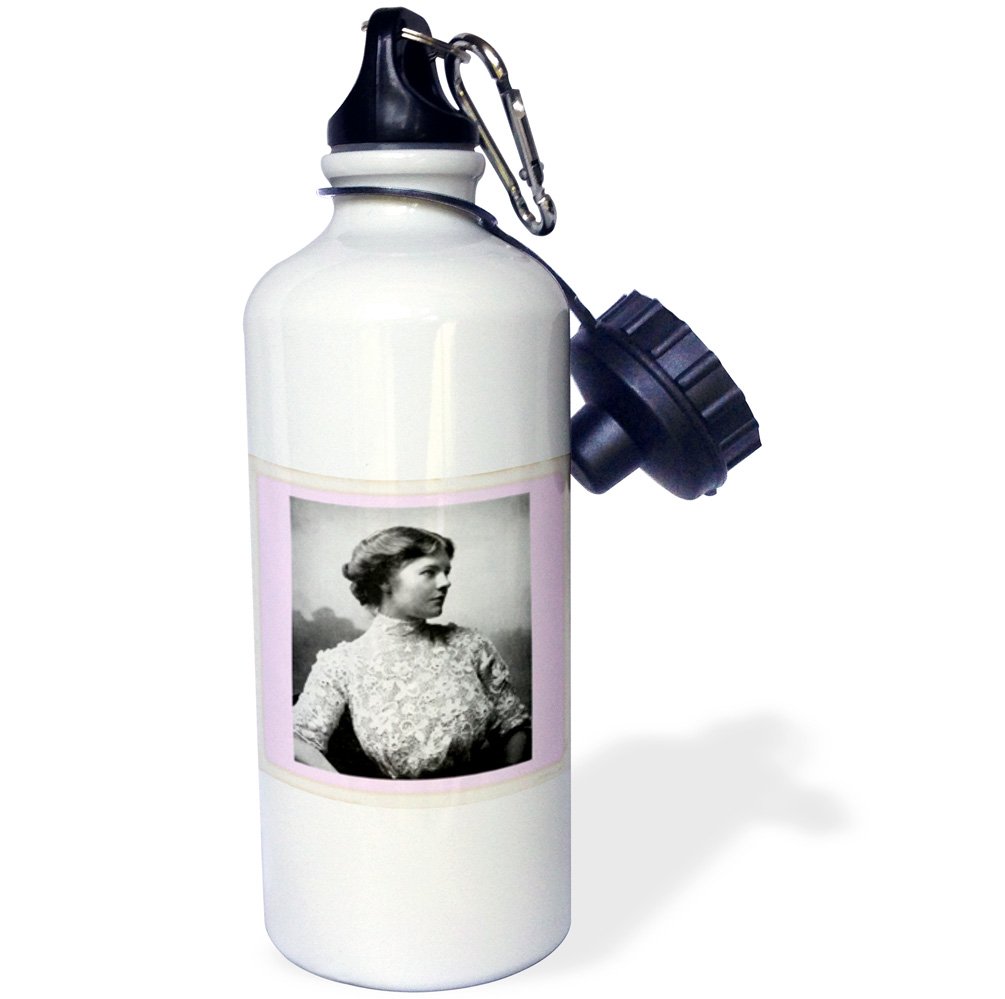 3D Rose Irish Lace Lady Sports Water Bottle - 21 oz Insulated Stainless Steel Thermos for Gym, Hiking & Outdoor Activities | Elegant White Design
