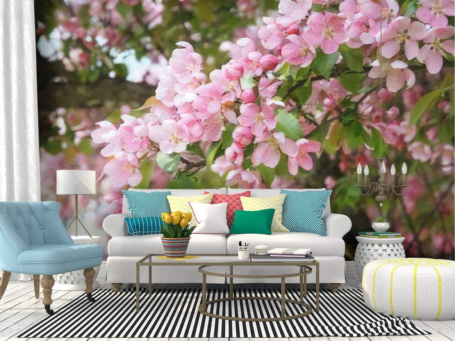 Peel and Stick Wallpaper - Cherry Blossom Toronto Harbourfront Design, Self-Adhesive Removable Vinyl Wall Mural for Home Decor | Perfect for Living Room, Bedroom, Nursery & Office Walls
