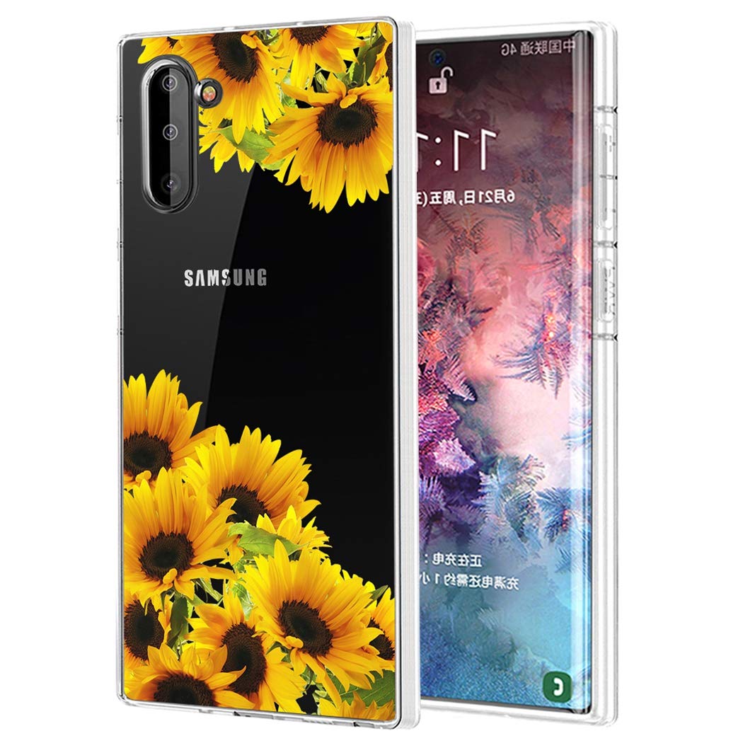 **Samsung Galaxy Note 10 5G Case - Cute Clear Sunflower TPU Protective Cover for Women & Girls | Slim Shockproof Soft Phone Case for Everyday Use & Travel**