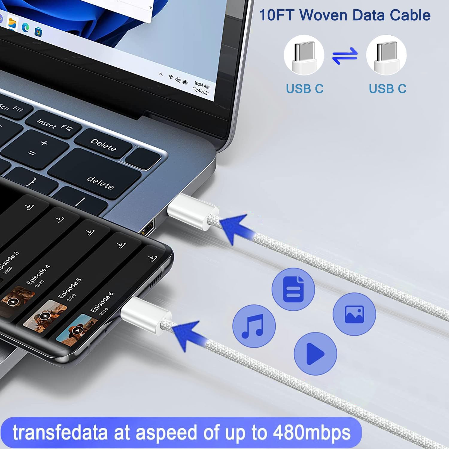 Fast Charging iPhone 16/15 Charger - 2-Pack 30W PD USB C Wall Charger Block with 10FT Braided USB C to C Cable for iPhone 16/16 Plus/16 Pro/16 Pro Max/15/15 Pro/15 Pro Max/iPad - Perfect for Home, Office & Travel Charging