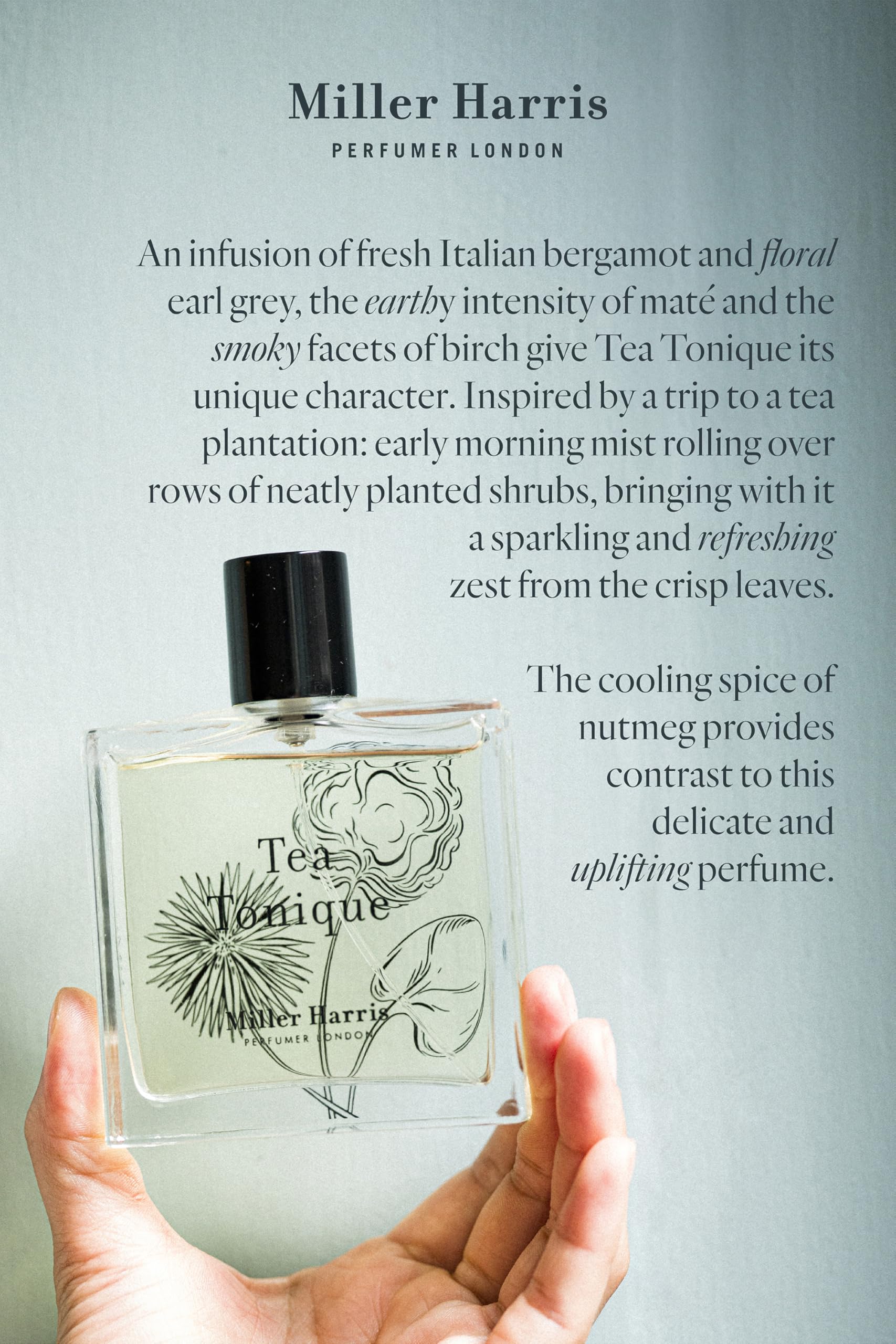Miller Harris Tea Tonique Eau de Parfum | 3.4 oz Citrus Tea Fragrance for Women - Fresh & Elegant Scent for Daytime Wear, Office & Special Occasions