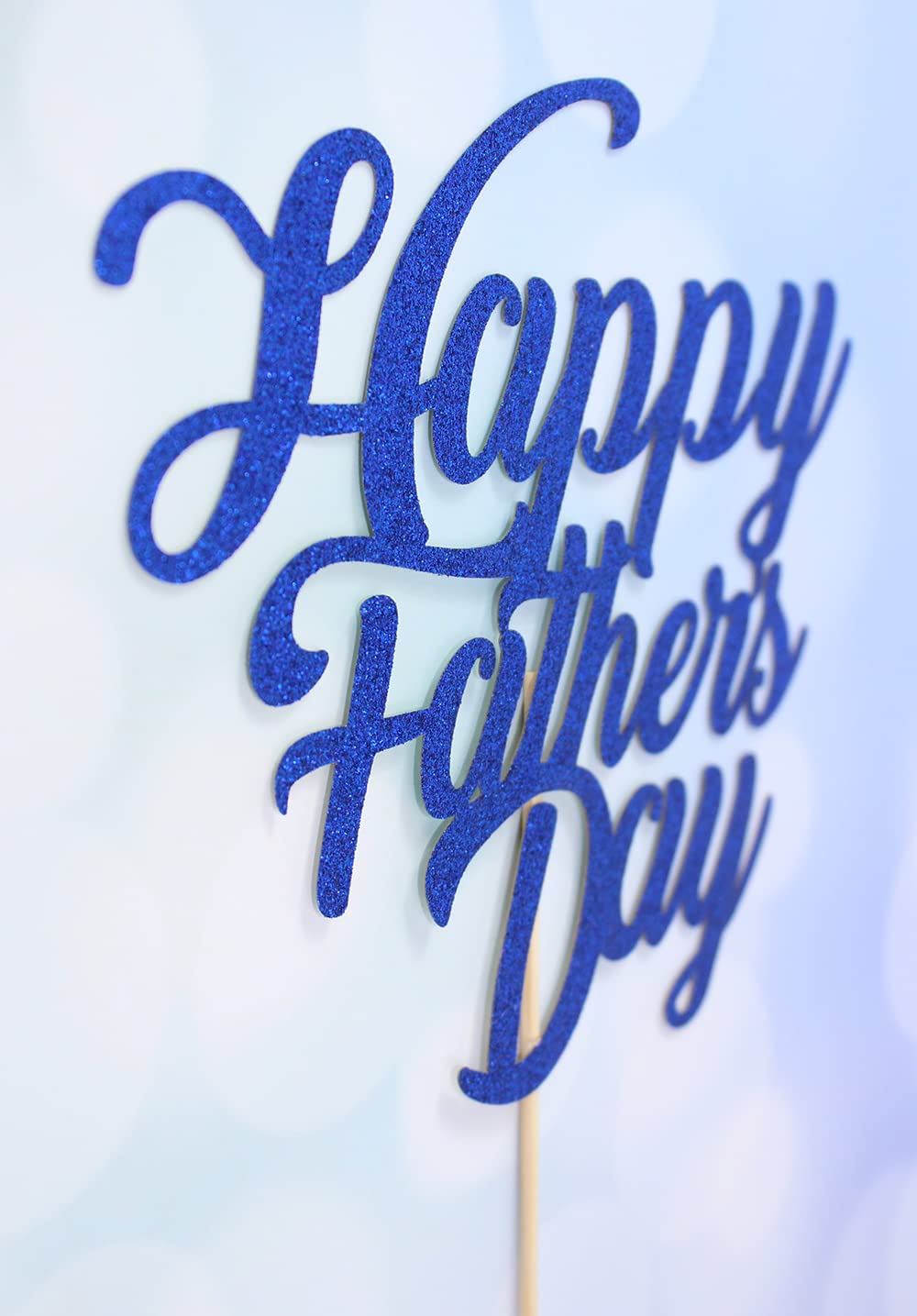 Blue Glitter Cake Topper for Father's Day - Happy Father's Day Cake Decoration - Perfect for Birthday Parties, Anniversary Celebrations & Special Occasions