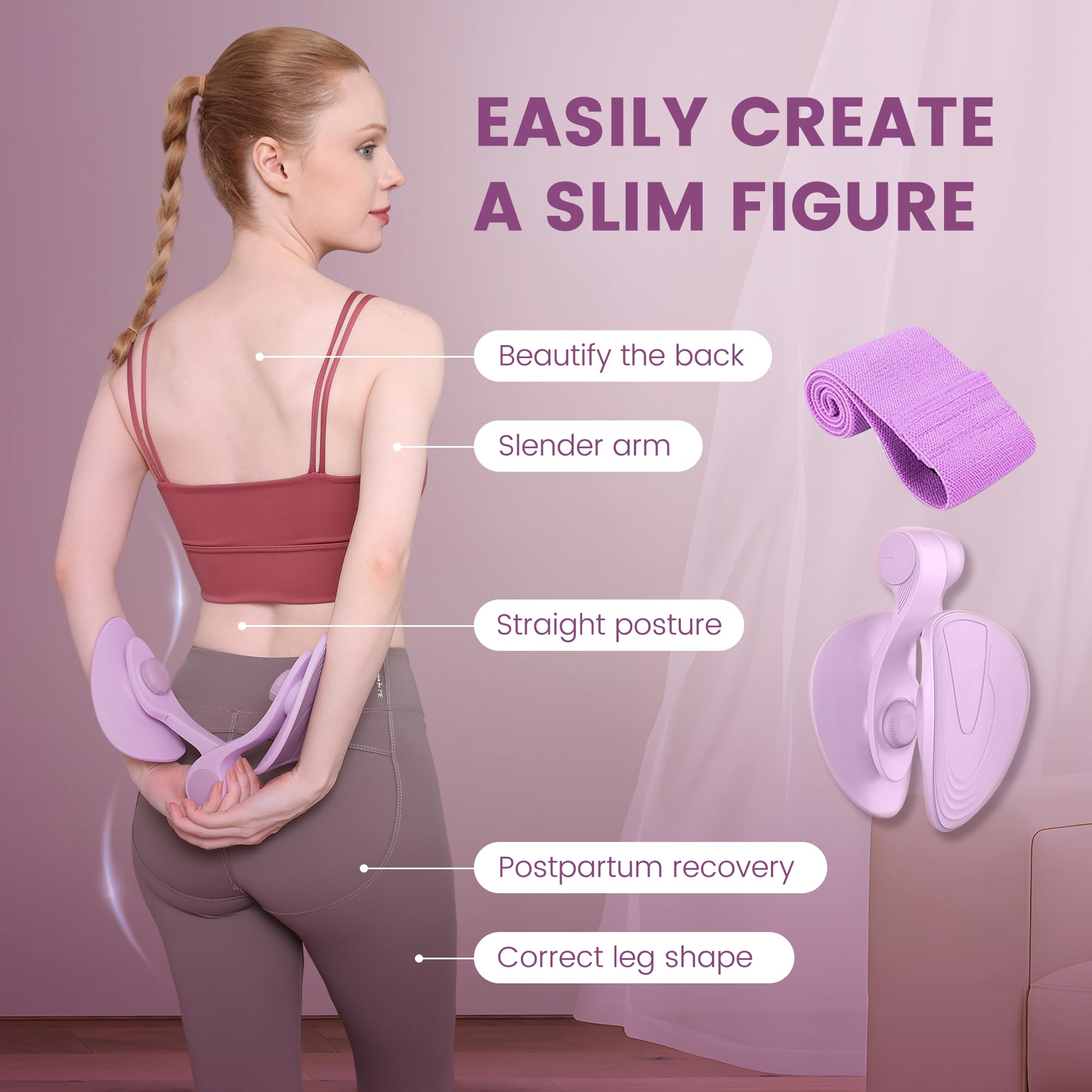 Thigh Master Thigh Exerciser & Resistance Bands - 26lbs Upgraded Thigh Toner for Women - Inner Thigh Exercise Equipment & Kegel Trainer for Toning & Tightening - Perfect for Home Workouts, Yoga & Fitness Training