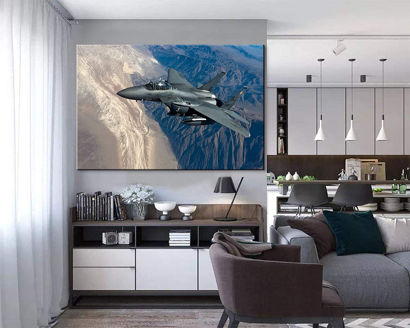 US Air Force F-15E Strike Eagle Jet Fighter Aviation Wall Art Poster - 28x40 Inch Military Decor, Airplane Pictures for Home & Office, Man Cave, Bedroom, Game Room, Bar Decor - Perfect Gift for Aviation Enthusiasts & Veterans